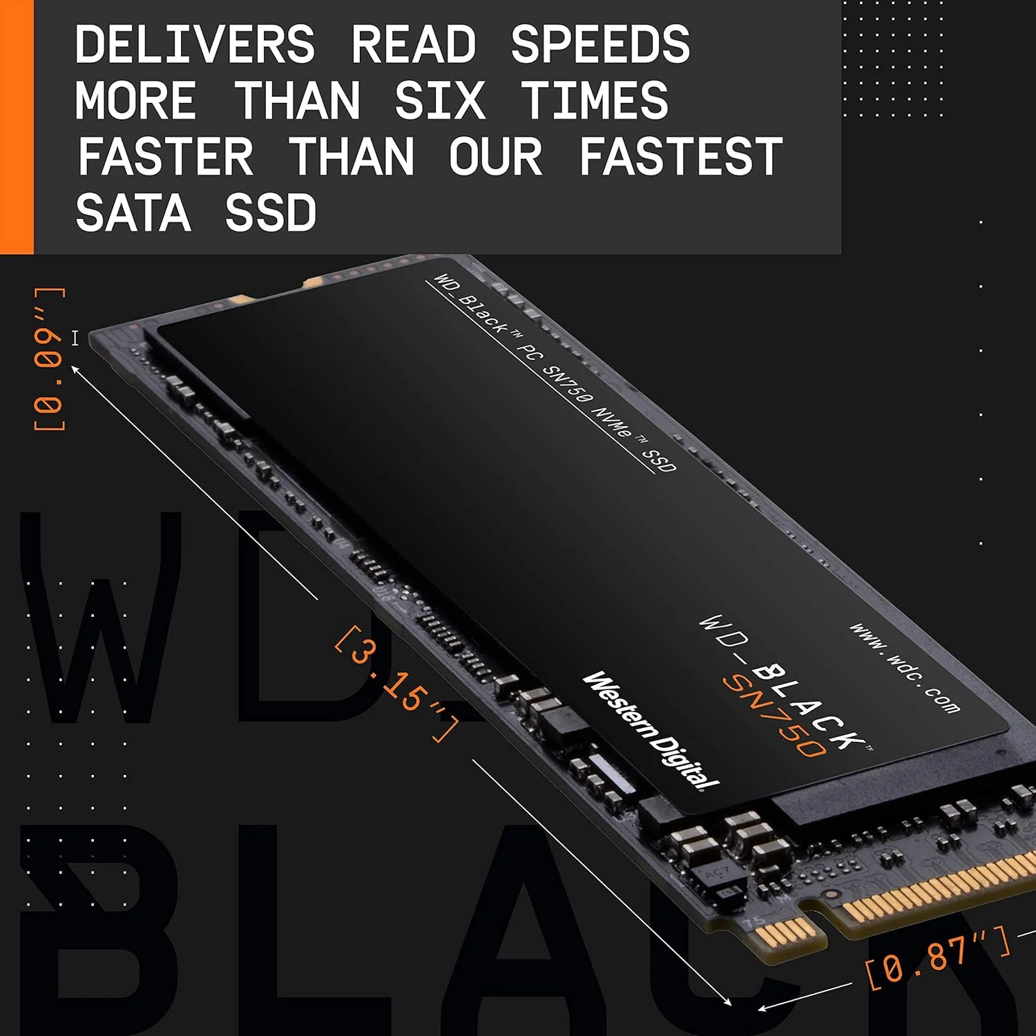 حافظه اس اس دی وسترن دیجیتال Black SN750 NVMe M.2 2280 با ظرفیت 1000 گیگابایت مدل WDS100T3X0C