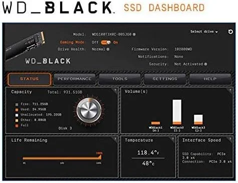 حافظه اس اس دی وسترن دیجیتال Black SN750 NVMe M.2 2280 با ظرفیت 1000 گیگابایت مدل WDS100T3X0C