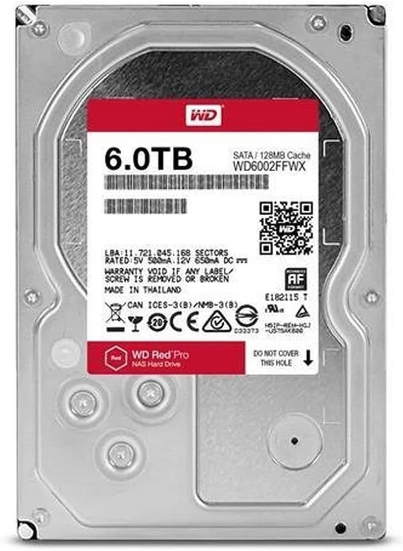 هارد دیسک داخلی NAS وسترن دیجیتال Red Pro با ظرفیت 6 ترابایت، سایز 3.5 اینچ، رابط SATA III، سرعت 7200 دور در دقیقه و حافظه کش 128 مگابایت (WD6002FFWX)