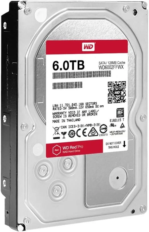 هارد دیسک داخلی NAS وسترن دیجیتال Red Pro با ظرفیت 6 ترابایت، سایز 3.5 اینچ، رابط SATA III، سرعت 7200 دور در دقیقه و حافظه کش 128 مگابایت (WD6002FFWX)
