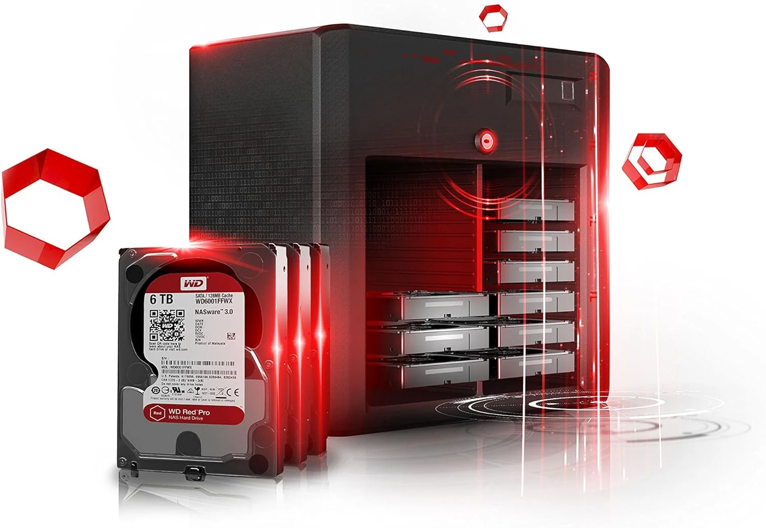 هارد دیسک داخلی NAS وسترن دیجیتال Red Pro با ظرفیت 6 ترابایت، سایز 3.5 اینچ، رابط SATA III، سرعت 7200 دور در دقیقه و حافظه کش 128 مگابایت (WD6002FFWX)
