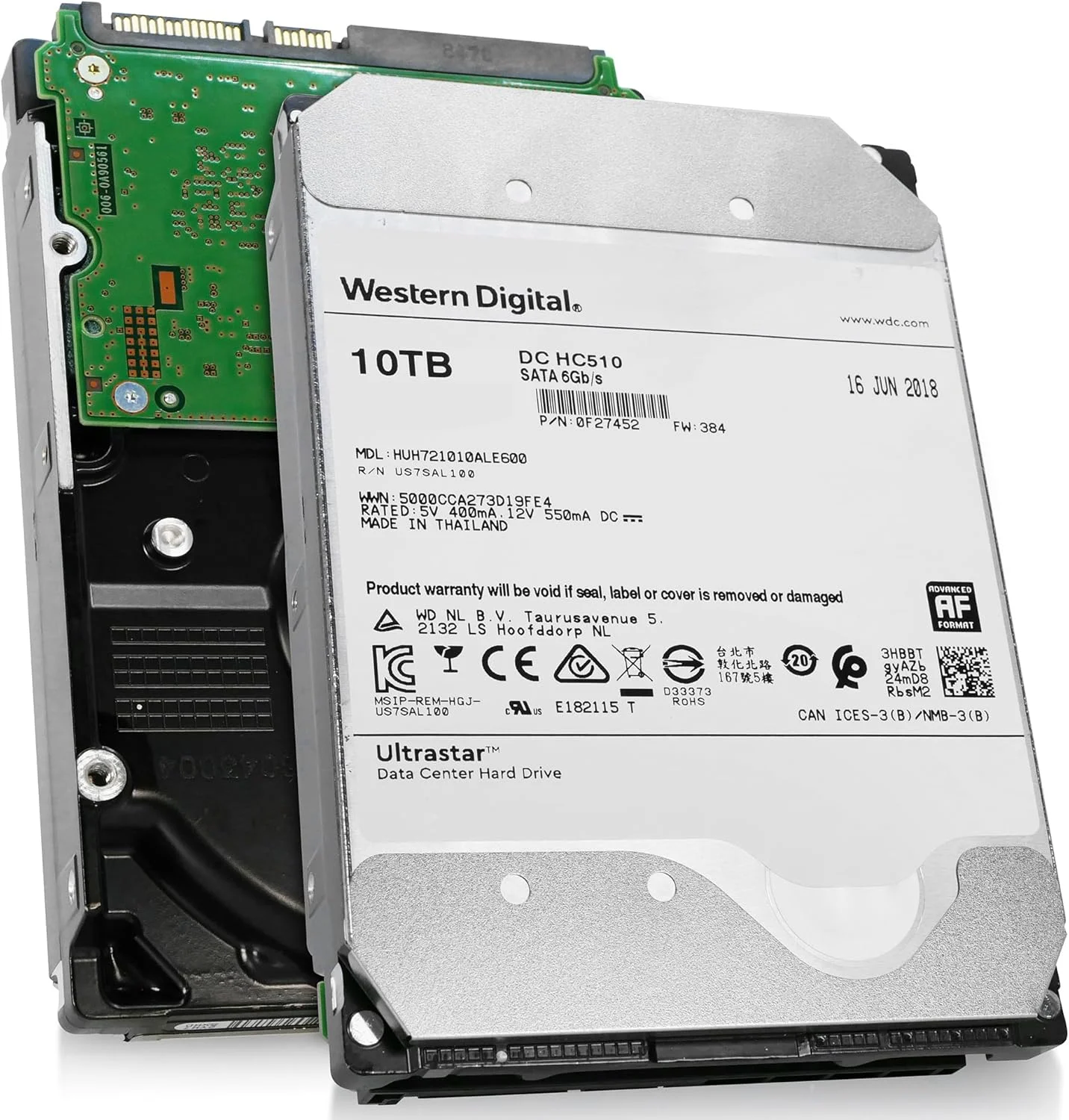 هارد دیسک HGST Ultrastar He10 | HUH721010ALE600 (0F27452) | Power Disable | ظرفیت 10 ترابایت، SATA 6.0Gb/s، سرعت 7200 دور در دقیقه، 256 مگابایت حافظه کش، 3.5 اینچ | 512e | هارد درایو Enterprise (بازسازی شده)