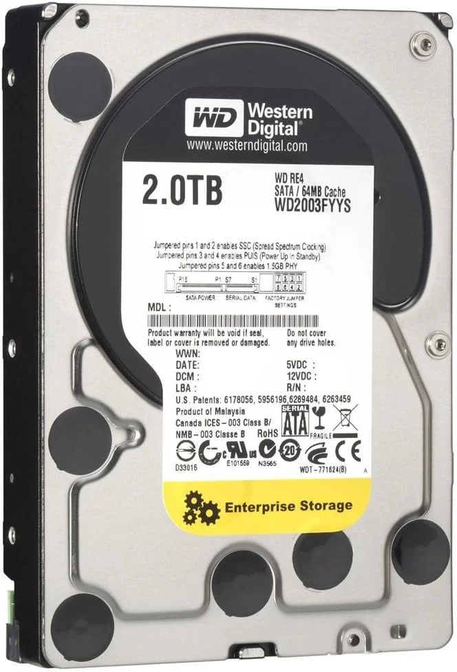 هارد دیسک وسترن دیجیتال RE4 با ظرفیت 2.0 ترابایت، سرعت 7200 دور در دقیقه و رابط SATA