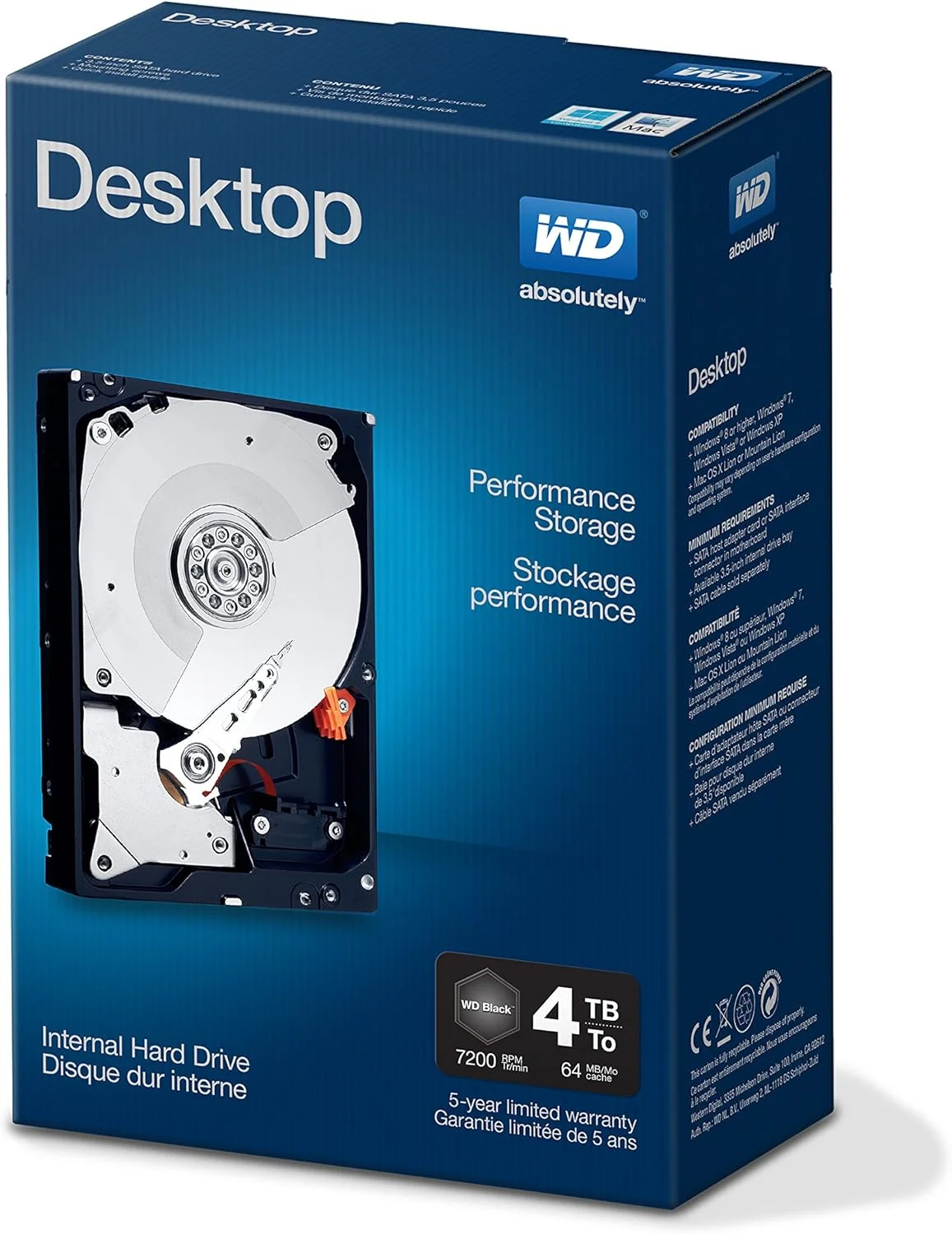 وسترن دیجیتال WD WD 4 ترابایت 3.5 اینچی دسکتاپ پرفورمنس WDBSLA0040HNC-NRSN