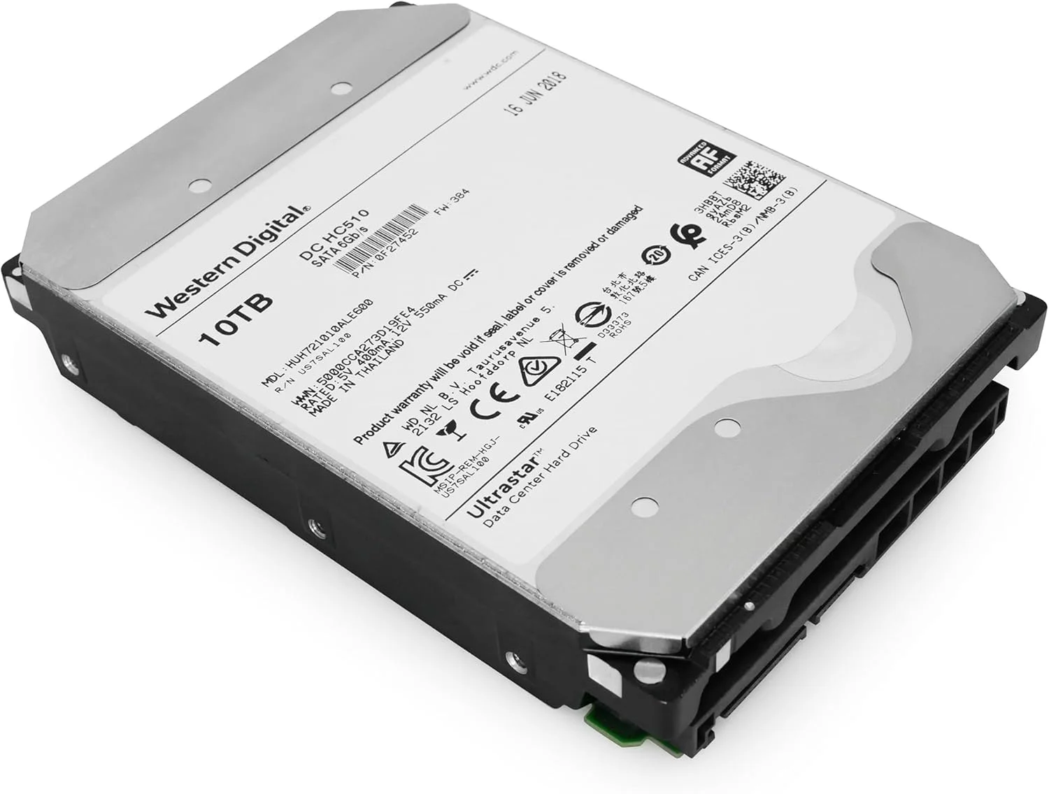 هارد دیسک HGST Ultrastar He10 | HUH721010ALE600 (0F27452) | Power Disable | ظرفیت 10 ترابایت، SATA 6.0Gb/s، سرعت 7200 دور در دقیقه، 256 مگابایت حافظه کش، 3.5 اینچ | 512e | هارد درایو Enterprise (بازسازی شده)