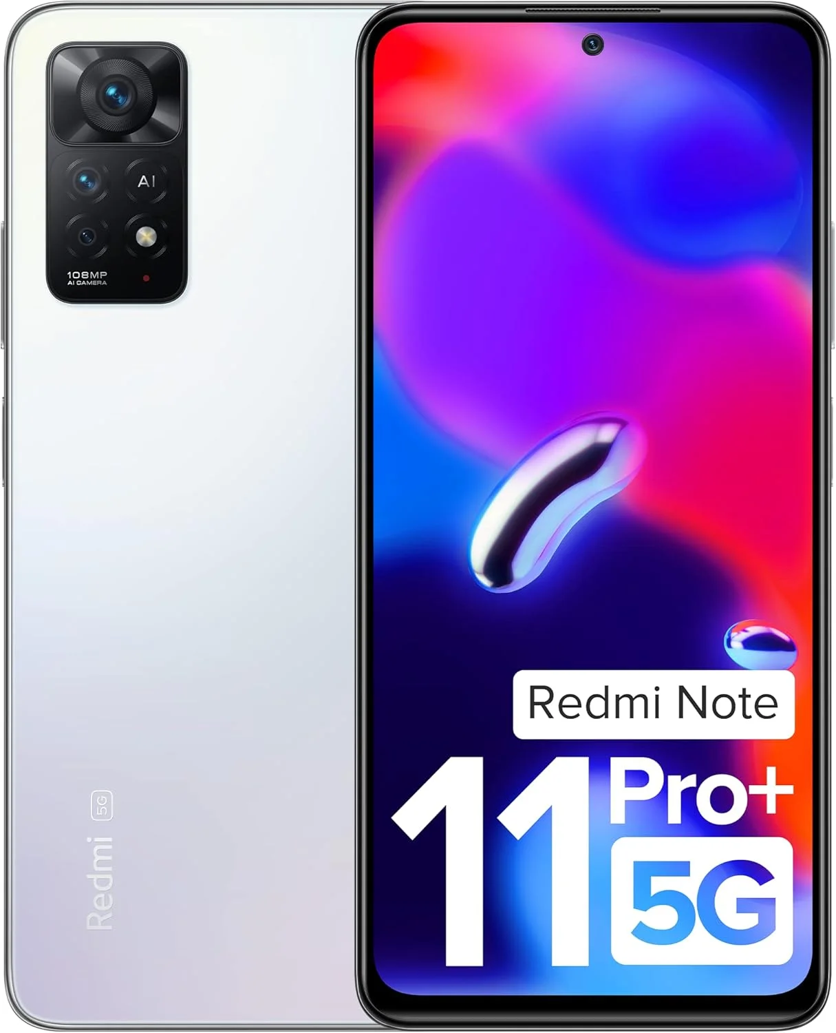 گوشی موبایل Redmi Note 11 Pro + 5G (سفید شبحی، 6 گیگابایت رم، 128 گیگابایت حافظه داخلی) | شارژ توربو 67 واتی | صفحه نمایش 120 هرتز Super AMOLED | پیشنهادات تعویض اضافی | شارژر شامل