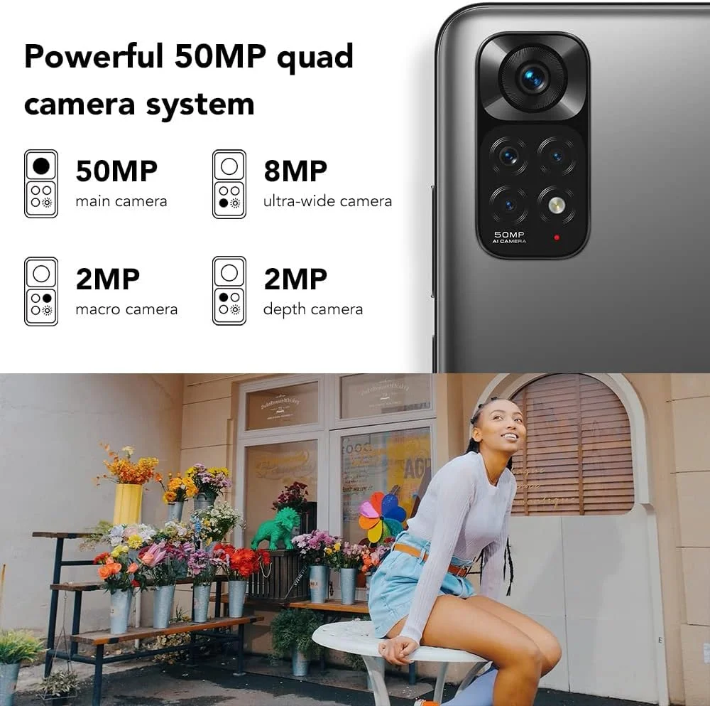 گوشی موبایل شیائومی Redmi Note 11 دو سیم کارت 64 گیگابایت حافظه داخلی + 4 گیگابایت رم (فقط GSM | بدون CDMA) نسخه بین المللی، آنلاک فکتوری 4G/LTE - خاکستری گرافیتی