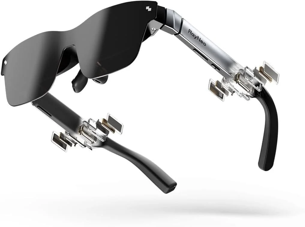 عینک واقعیت افزوده RayNeo Air 2s AR/XR - 4 بلندگو، نمایشگر 201 اینچی 120 هرتز 5000 نیتی FHD OLED، عینک های گیمینگ ویدیویی AR XR، عینک هوشمند برای آیفون 16،15/اندروید/مک/سوییچ/PS5/SteamDeck، ایده های هدیه - جدید 2024