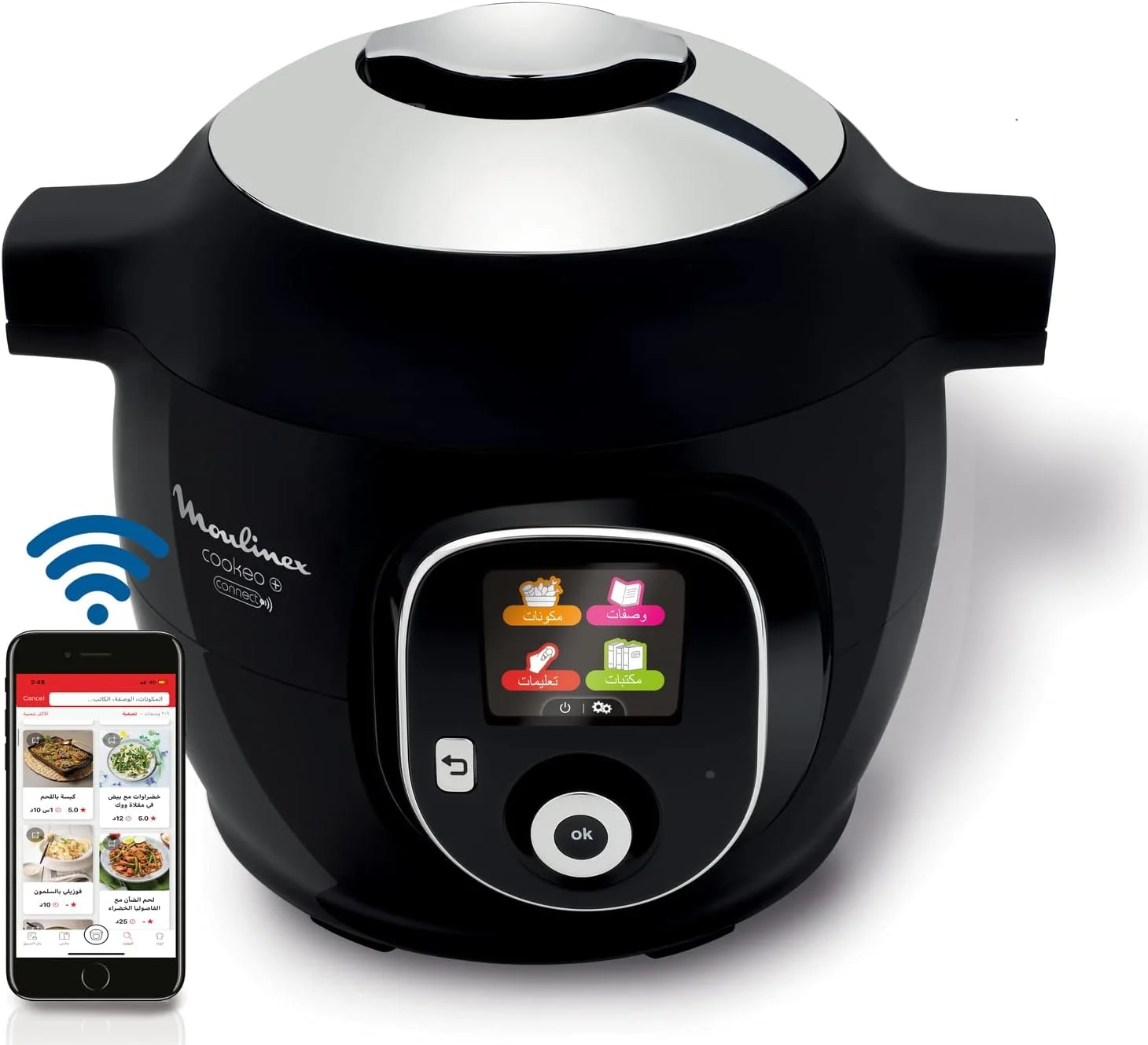 مولینکس مولتی کوکر | Cookeo+ Connect Smart دیگ برقی 6 لیتری | 100 دستور پخت داخلی | برنامه متصل از طریق بلوتوث | مشکی | پخت تحت فشار، بخارپز، پخت آرام و موارد دیگر | 2 سال گارانتی | CE857827 مولینکس مولتی کوکر | Cookeo+ Connect Smart دیگ برقی 6 لیتری | 100 دستور پخت داخلی | برنامه متصل از طریق بلوتوث | مشکی | پخت تحت فشار، بخارپز، پخت آرام و موارد دیگر | 2 سال گارانتی | CE857827