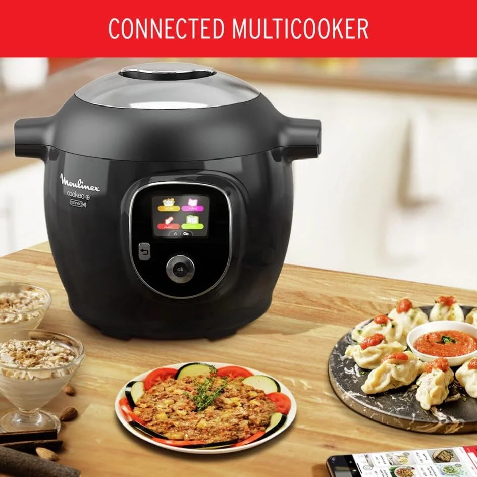مولینکس مولتی کوکر | Cookeo+ Connect Smart دیگ برقی 6 لیتری | 100 دستور پخت داخلی | برنامه متصل از طریق بلوتوث | مشکی | پخت تحت فشار، بخارپز، پخت آرام و موارد دیگر | 2 سال گارانتی | CE857827 مولینکس مولتی کوکر | Cookeo+ Connect Smart دیگ برقی 6 لیتری | 100 دستور پخت داخلی | برنامه متصل از طریق بلوتوث | مشکی | پخت تحت فشار، بخارپز، پخت آرام و موارد دیگر | 2 سال گارانتی | CE857827