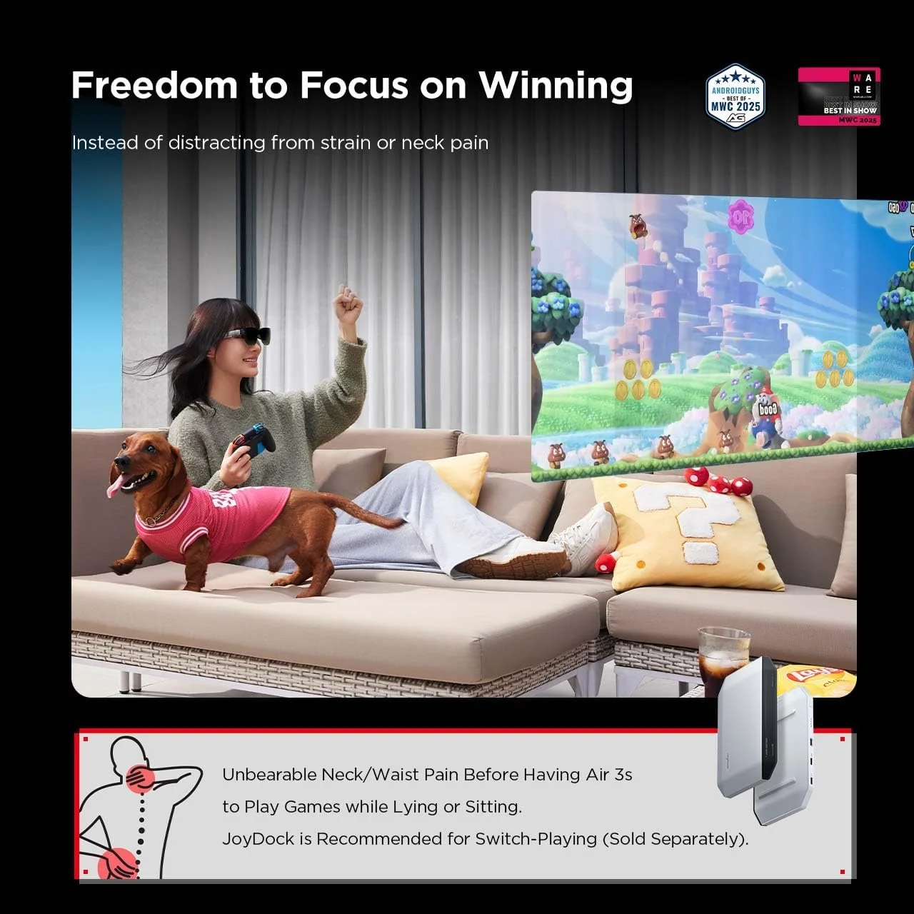 عینک واقعیت افزوده RayNeo Air 3s AR/XR، نمایشگر 201 اینچی 120 هرتز FHD HueView، عینک بازی ویدیویی واقعیت افزوده قابل حمل برای آیفون 16/15، اندروید، مک، سوییچ، PS5، استیم دک - سینمای پوشیدنی نسل بعدی