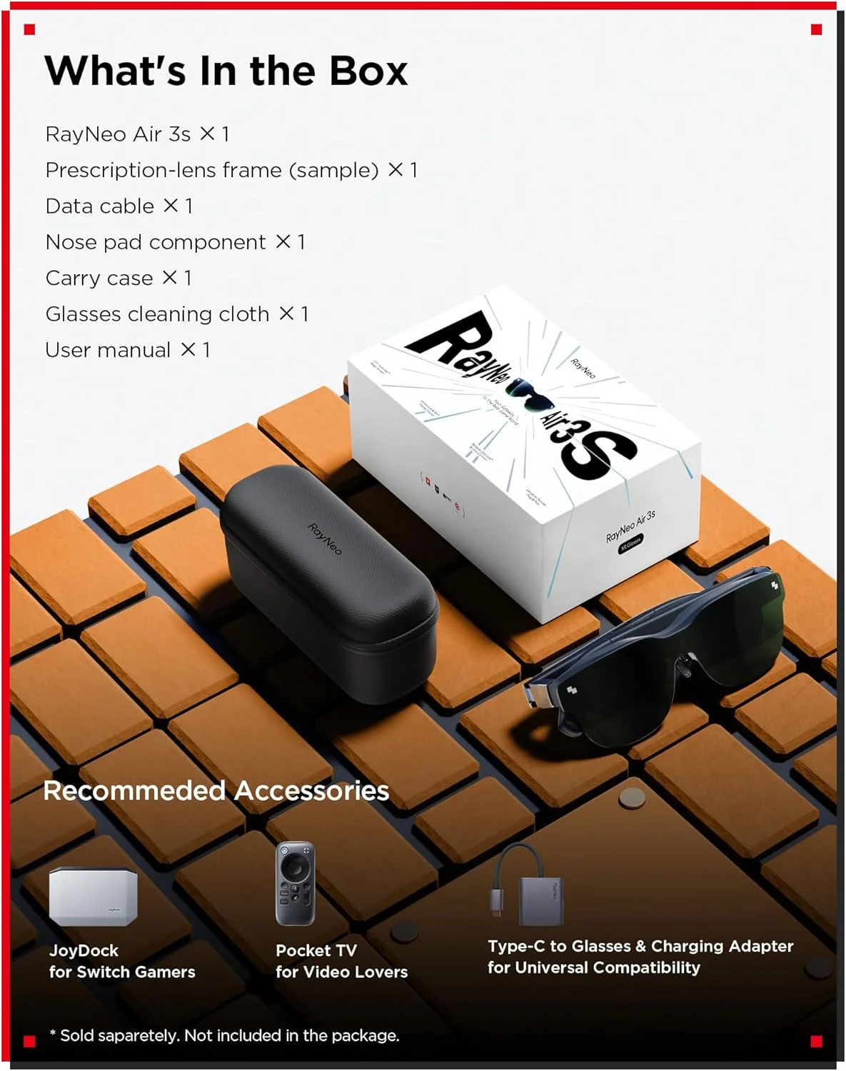 [جدید 2025] عینک واقعیت افزوده RayNeo Air 3s XR با صفحه نمایش ویدیویی 201 اینچی FHD با نرخ تازه سازی 120 هرتز، عینک هوشمند بازی برای آیفون 16، 15/مک/سوییچ/استیم دک.