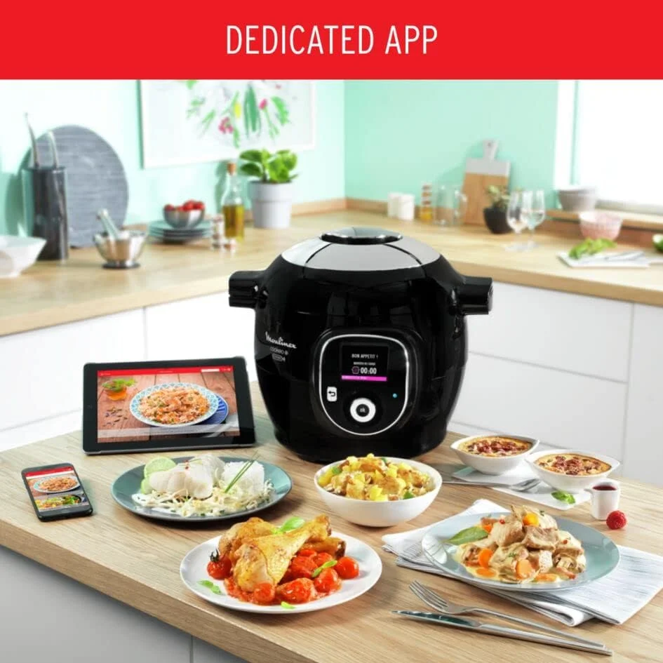 مولینکس مولتی کوکر | Cookeo+ Connect Smart دیگ برقی 6 لیتری | 100 دستور پخت داخلی | برنامه متصل از طریق بلوتوث | مشکی | پخت تحت فشار، بخارپز، پخت آرام و موارد دیگر | 2 سال گارانتی | CE857827 مولینکس مولتی کوکر | Cookeo+ Connect Smart دیگ برقی 6 لیتری | 100 دستور پخت داخلی | برنامه متصل از طریق بلوتوث | مشکی | پخت تحت فشار، بخارپز، پخت آرام و موارد دیگر | 2 سال گارانتی | CE857827