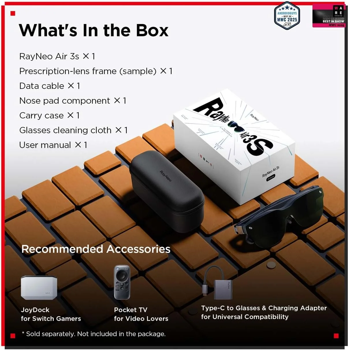 عینک واقعیت افزوده RayNeo Air 3s AR/XR، نمایشگر 201 اینچی 120 هرتز FHD HueView، عینک بازی ویدیویی واقعیت افزوده قابل حمل برای آیفون 16/15، اندروید، مک، سوییچ، PS5، استیم دک - سینمای پوشیدنی نسل بعدی