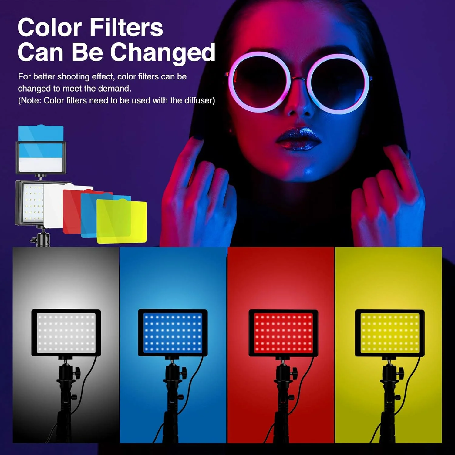 نور ویدئویی LED با قابلیت تنظیم نور Neewer با پایه سه پایه قابل تنظیم/فیلترهای رنگی برای عکاسی رومیزی/زاویه پایین، نورپردازی LED رنگارنگ، عکاسی پرتره محصول و ویدئوهای یوتیوب (2 عدد) نور ویدئویی LED با قابلیت تنظیم نور Neewer با پایه سه پایه قابل تنظیم/فیلترهای رنگی برای عکاسی رومیزی/زاویه پایین، نورپردازی LED رنگارنگ، عکاسی پرتره محصول و ویدئوهای یوتیوب (2 عدد)