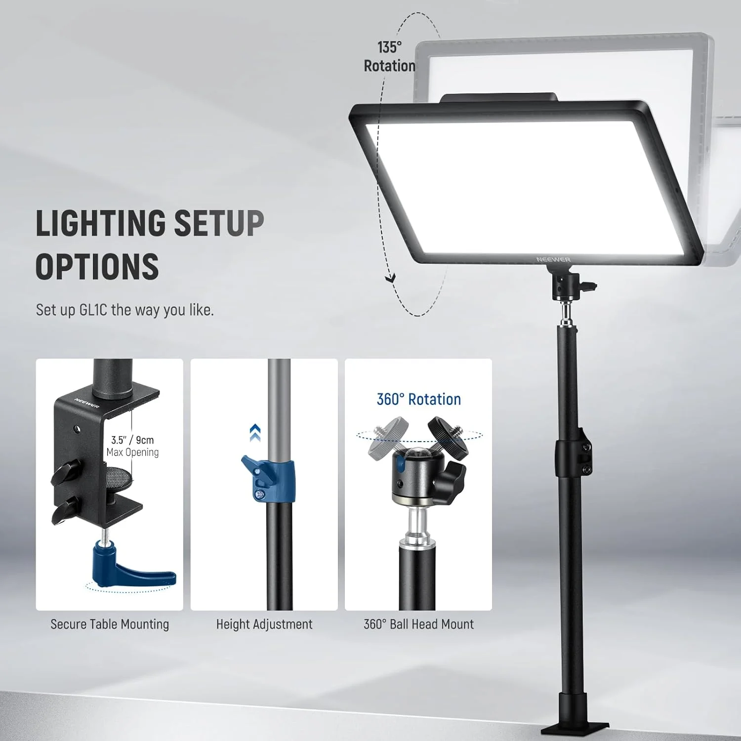 نور کلیدی RGB نیور GL1C 15.5 اینچی، پنل LED نرم لبه روشن 48 واتی برای استریمینگ و نورپردازی گیمینگ با کنترل از طریق برنامه 2.4G PC/Mac iOS/Android/WiFi/Stream Deck، نوار لمسی، 2900K-7000K، همگام سازی موسیقی، 18 صحنه نور کلیدی RGB نیور GL1C 15.5 اینچی، پنل LED نرم لبه روشن 48 واتی برای استریمینگ و نورپردازی گیمینگ با کنترل از طریق برنامه 2.4G PC/Mac iOS/Android/WiFi/Stream Deck، نوار لمسی، 2900K-7000K، همگام سازی موسیقی، 18 صحنه