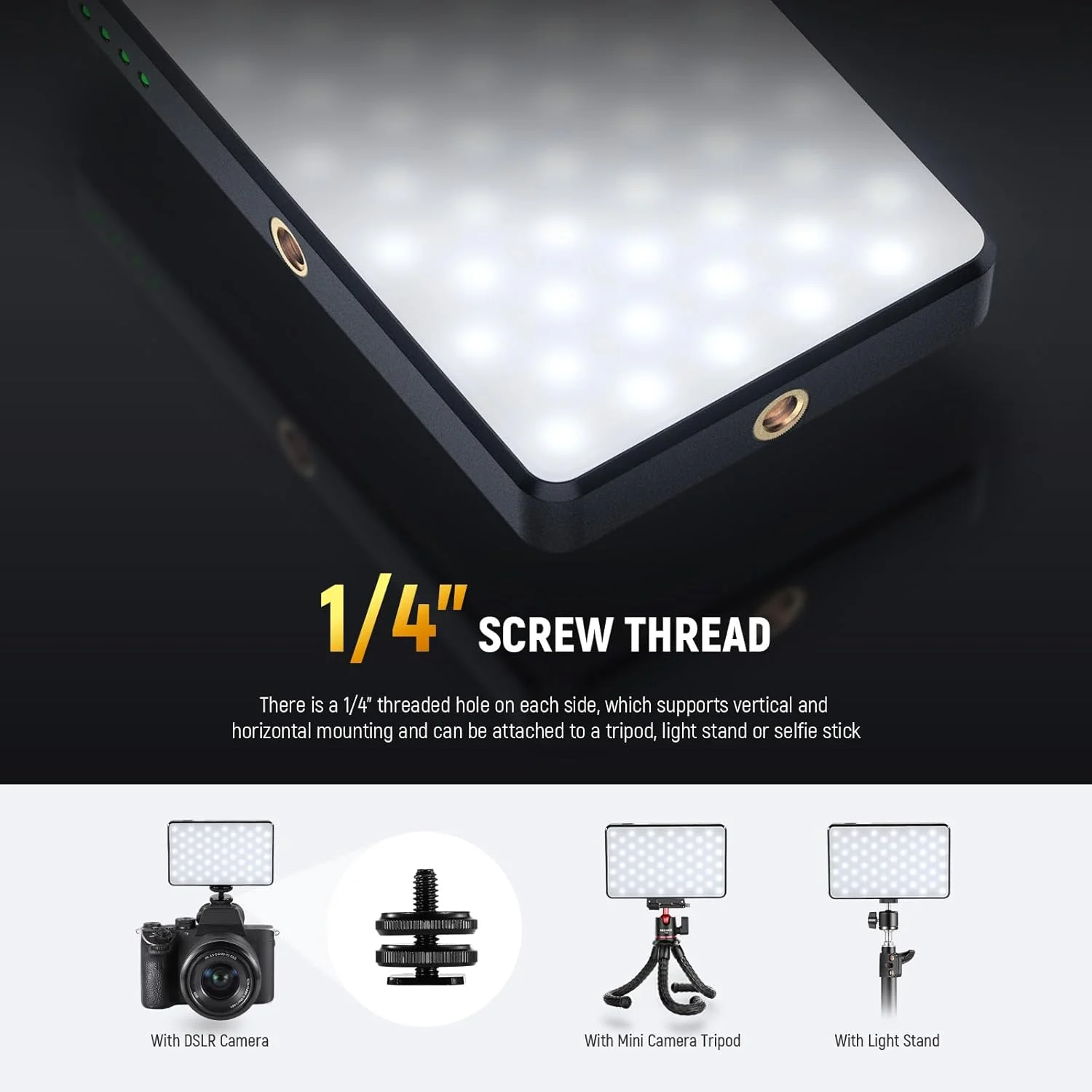 نور سلفی و تاتو LED مدل NEEWRE BASICS سازگار با آیفون، دارای گیره فیلتر CPL/پایه سه پایه/نگهدارنده تلفن، نور پرکننده حذف انعکاس برای عکاسی و فیلمبرداری هنری، غذا، جواهرات، ST120B