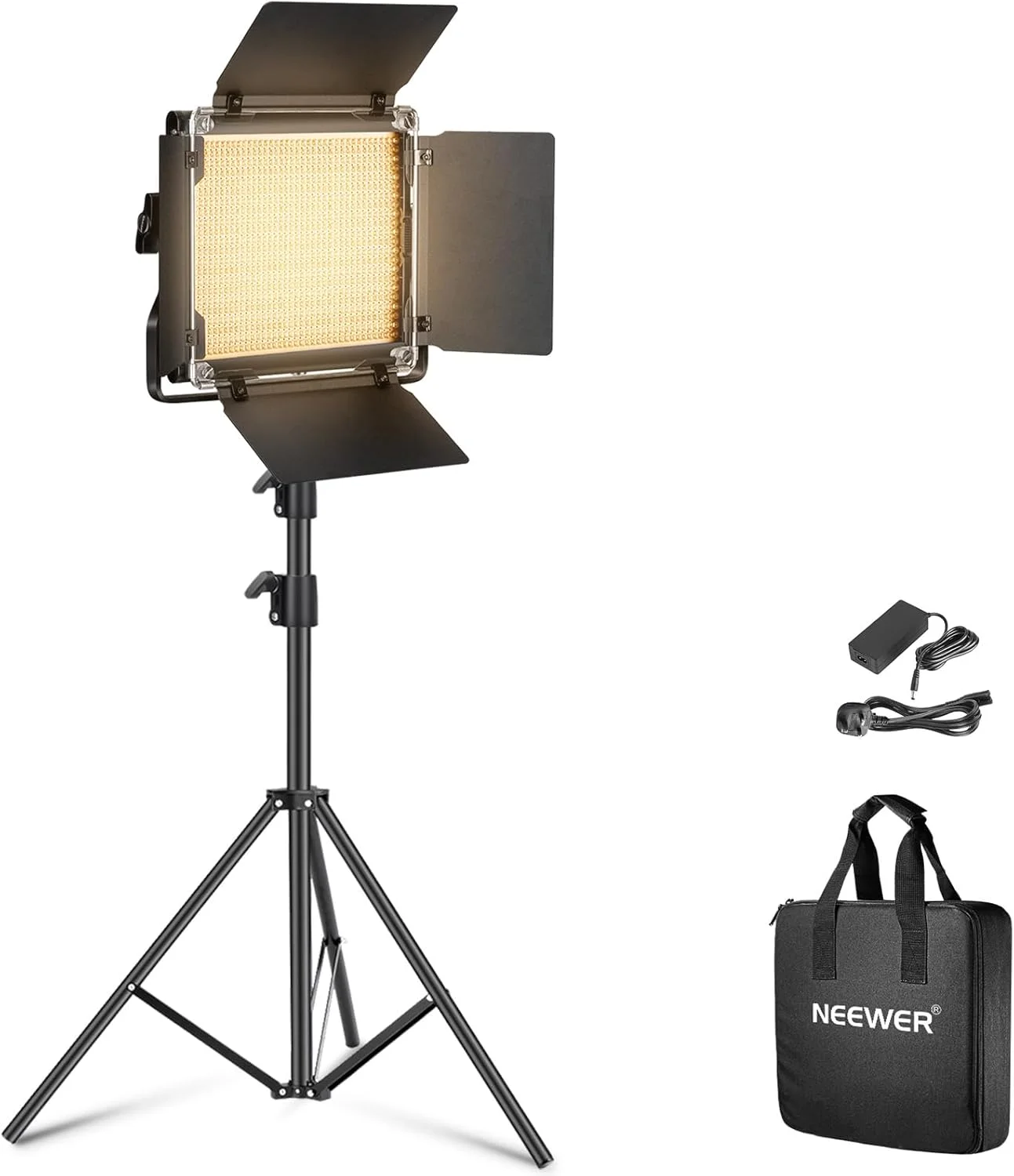 نور استودیویی LED دو رنگ NEEWER با سه پایه و بارندور، نور کلیدی پنل ویدئویی برای ضبط ویدئو، استریمینگ، عکاسی، 660 LED 3200K-5600K 3300lx/1m دیمر پذیر CRI96+، NL660