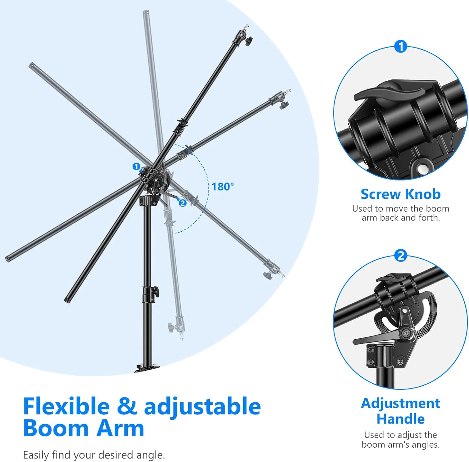 Neewer 2-in-1 Photography Light Stand, Aluminum Alloy 9.7ft Heavy Duty Tripod Stand with 3.8ft Boom Arm and Empty Sandbag for Video Light, Strobe, Reflector, Softbox for Studio Photo Video Shooting Neewer 2-in-1 Photography Light Stand, Aluminum Alloy 9.7ft Heavy Duty Tripod Stand with 3.8ft Boom Arm and Empty Sandbag for Video Light, Strobe, Reflector, Softbox for Studio Photo Video Shooting