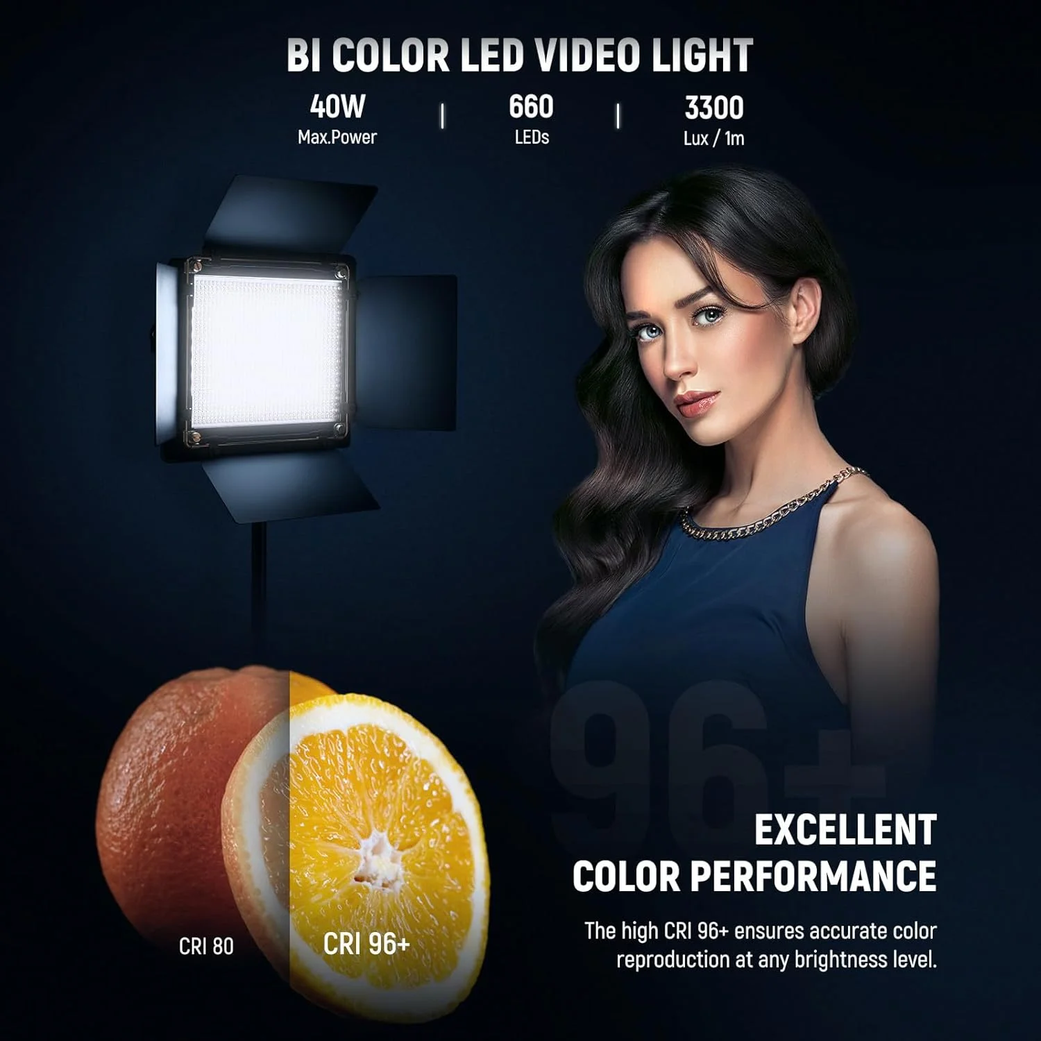 نور استودیویی LED دو رنگ NEEWER با سه پایه و بارندور، نور کلیدی پنل ویدئویی برای ضبط ویدئو، استریمینگ، عکاسی، 660 LED 3200K-5600K 3300lx/1m دیمر پذیر CRI96+، NL660 نور استودیویی LED دو رنگ NEEWER با سه پایه و بارندور، نور کلیدی پنل ویدئویی برای ضبط ویدئو، استریمینگ، عکاسی، 660 LED 3200K-5600K 3300lx/1m دیمر پذیر CRI96+، NL660