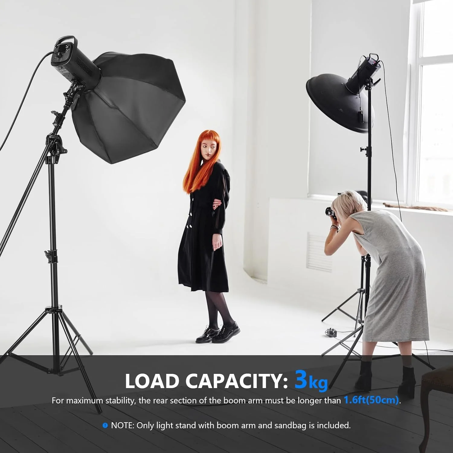 Neewer 2-in-1 Photography Light Stand, Aluminum Alloy 9.7ft Heavy Duty Tripod Stand with 3.8ft Boom Arm and Empty Sandbag for Video Light, Strobe, Reflector, Softbox for Studio Photo Video Shooting Neewer 2-in-1 Photography Light Stand, Aluminum Alloy 9.7ft Heavy Duty Tripod Stand with 3.8ft Boom Arm and Empty Sandbag for Video Light, Strobe, Reflector, Softbox for Studio Photo Video Shooting