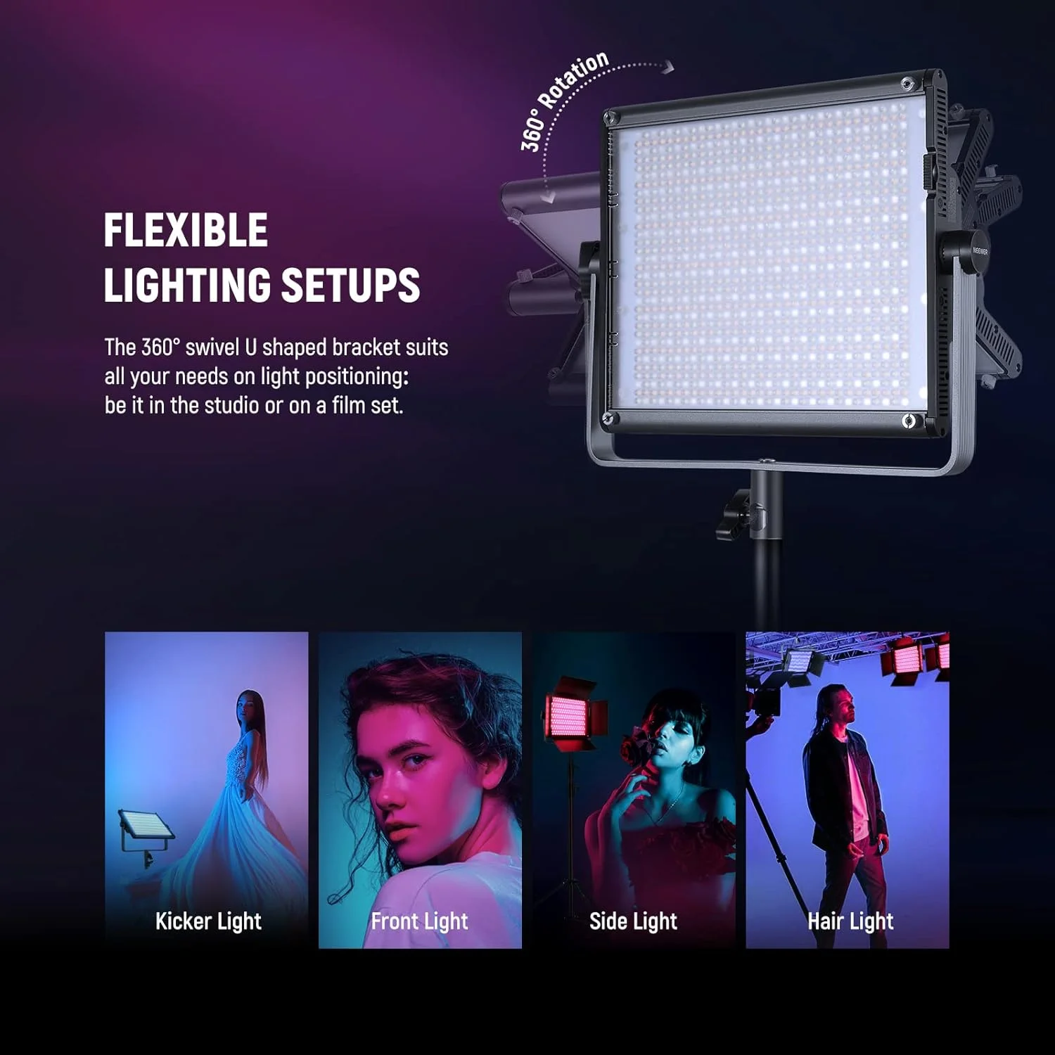 نور ویدئویی LED RGB1200 نیور مدل 2 عددی با کنترل APP/2.4G، کیت نورپردازی ویدئویی عکاسی 60 واتی با پایه و کیف، 22000Lux@0.5m/1% کم نور دقیق/360° RGB/ CRI97+/2500K-8500K/18 جلوه ویژه با دوشاخه UK نور ویدئویی LED RGB1200 نیور مدل 2 عددی با کنترل APP/2.4G، کیت نورپردازی ویدئویی عکاسی 60 واتی با پایه و کیف، 22000Lux@0.5m/1% کم نور دقیق/360° RGB/ CRI97+/2500K-8500K/18 جلوه ویژه با دوشاخه UK