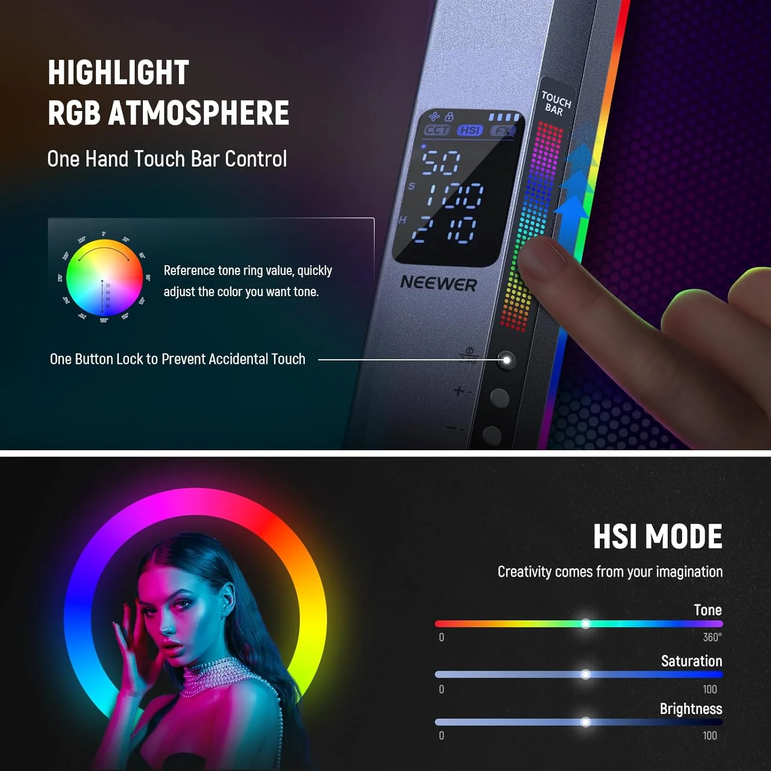 چراغ استیک تیوب LED RGB2 نیور با بارندور فلزی، دسته، نوار لمسی/کنترل APP/2.4G، چراغ ویدئویی RGB دستی مغناطیسی قابل شارژ، نورپردازی عکاسی قابل تنظیم 2500K-10000K CRI98+، 18 صحنه چراغ استیک تیوب LED RGB2 نیور با بارندور فلزی، دسته، نوار لمسی/کنترل APP/2.4G، چراغ ویدئویی RGB دستی مغناطیسی قابل شارژ، نورپردازی عکاسی قابل تنظیم 2500K-10000K CRI98+، 18 صحنه