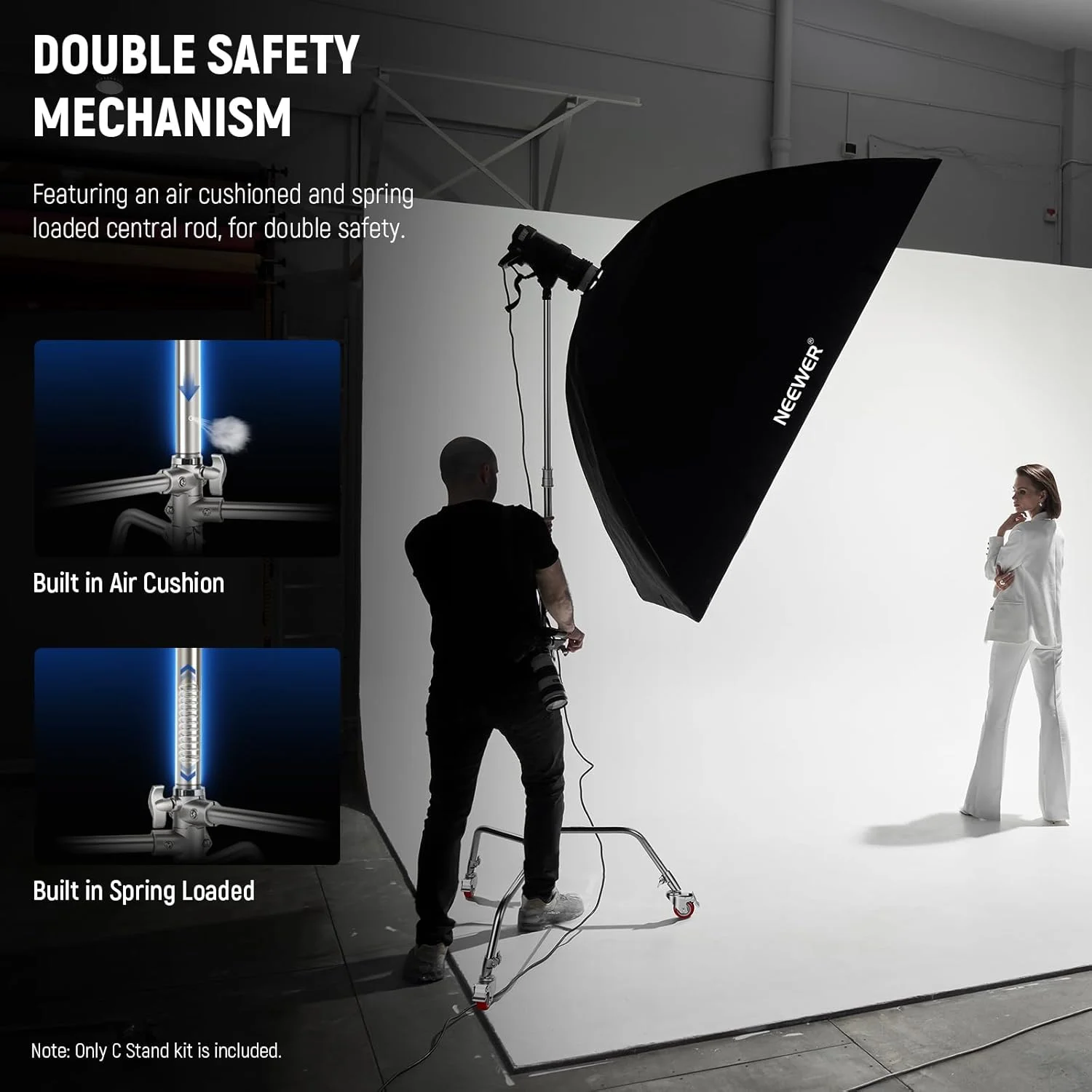 پایه نور سنگین نیور، سه پایه عکاسی فلزی قابل تنظیم 3.4 متری با بازوی بوم دارای بالشتک فنری داخلی، پیچ 1/4 اینچی برای نور LED استودیویی، دوربین DSLR، حداکثر بار: 10 کیلوگرم، مشکی پایه نور سنگین نیور، سه پایه عکاسی فلزی قابل تنظیم 3.4 متری با بازوی بوم دارای بالشتک فنری داخلی، پیچ 1/4 اینچی برای نور LED استودیویی، دوربین DSLR، حداکثر بار: 10 کیلوگرم، مشکی