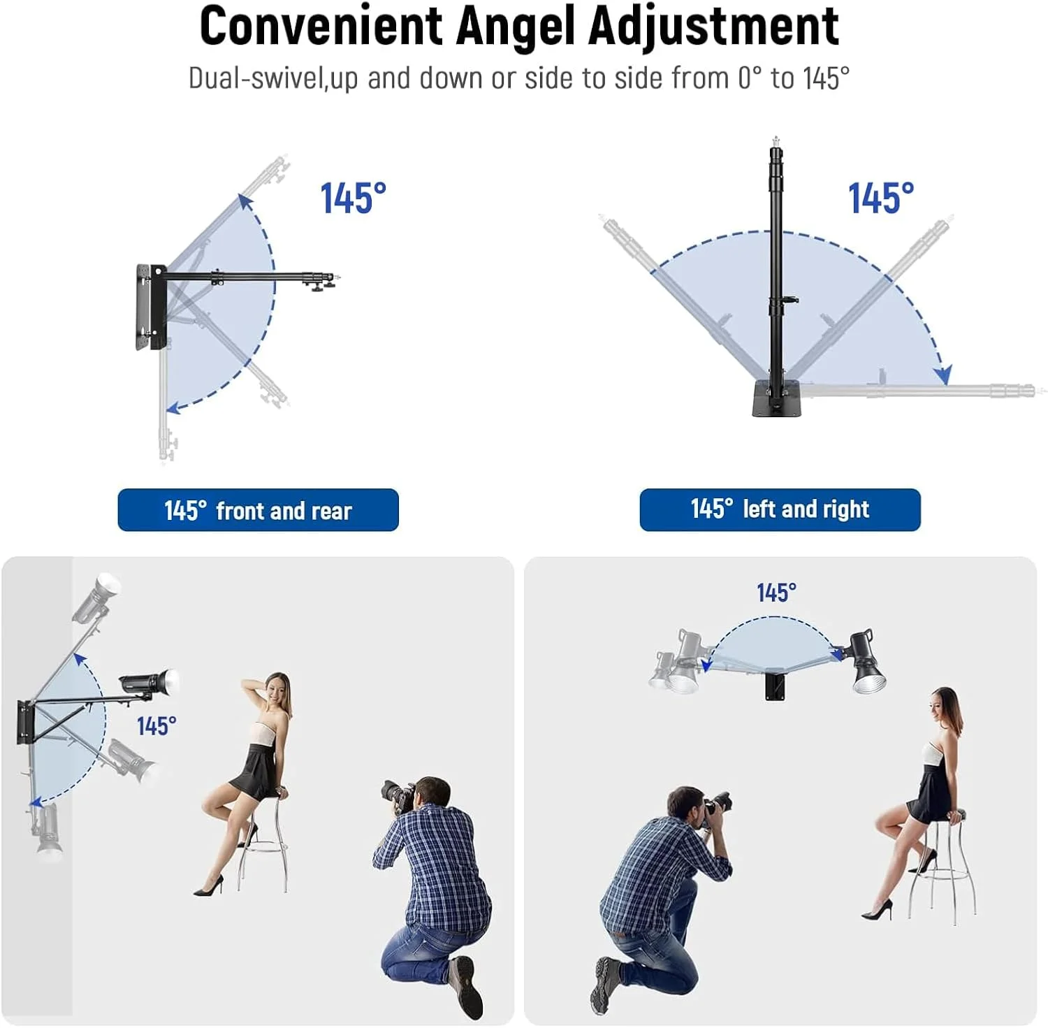 بازوی بوم مثلثی نصب شده روی دیوار Neewer برای نور استروب عکاسی، مونولایت، سافت باکس، چتر، رفلکتور و رینگ لایت، پشتیبانی از چرخش 180 درجه، حداکثر طول 4 فوت/125 سانتی متر (مشکی) بازوی بوم مثلثی نصب شده روی دیوار Neewer برای نور استروب عکاسی، مونولایت، سافت باکس، چتر، رفلکتور و رینگ لایت، پشتیبانی از چرخش 180 درجه، حداکثر طول 4 فوت/125 سانتی متر (مشکی)