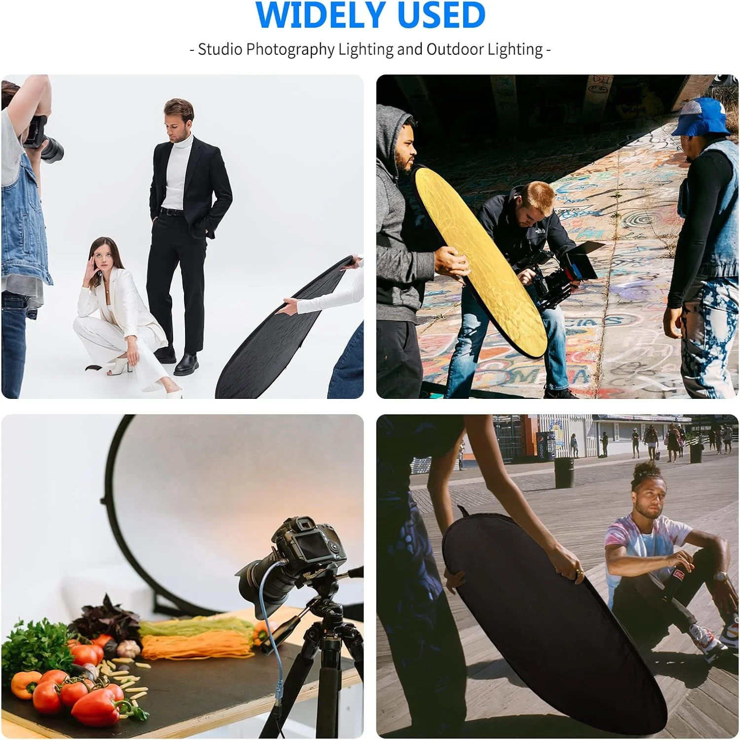 رفلکتور نورپردازی عکاسی چند منظوره 5 در 1 نیور، تاشو و قابل حمل، بیضی 60x90 سانتی متر به همراه کیف حمل برای استودیو عکاسی رفلکتور نورپردازی عکاسی چند منظوره 5 در 1 نیور، تاشو و قابل حمل، بیضی 60x90 سانتی متر به همراه کیف حمل برای استودیو عکاسی