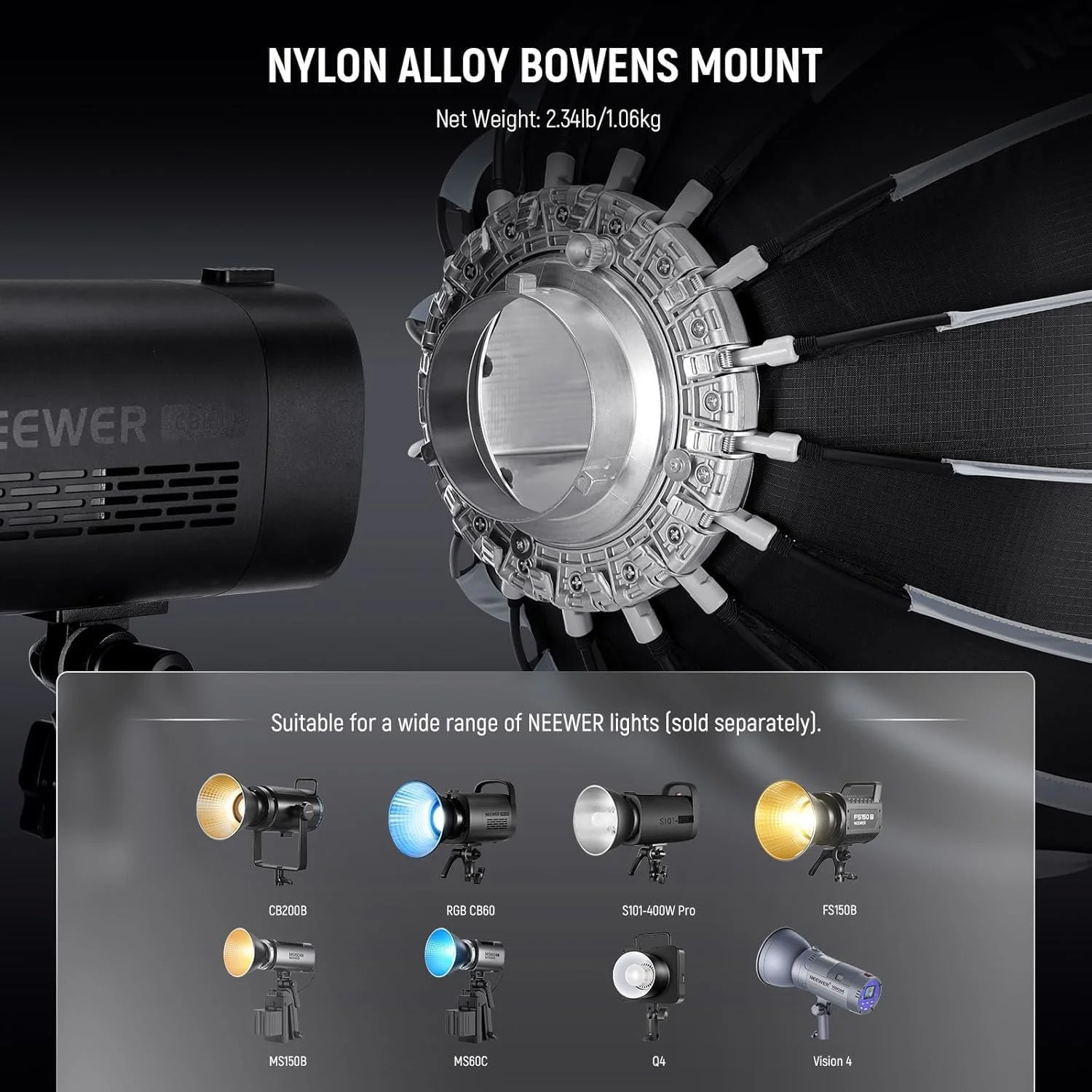 کیت سافت باکس پارابولیک NEEWER BASICS، 21.7 اینچ با مانت بوئنز با رهاسازی سریع، دیفیوزر نور سافت باکس سازگار با Godox سازگار با Aputure 600d برای نورپردازی ضبط ویدیو و عکاسی استودیویی، NS36P کیت سافت باکس پارابولیک NEEWER BASICS، 21.7 اینچ با مانت بوئنز با رهاسازی سریع، دیفیوزر نور سافت باکس سازگار با Godox سازگار با Aputure 600d برای نورپردازی ضبط ویدیو و عکاسی استودیویی، NS36P