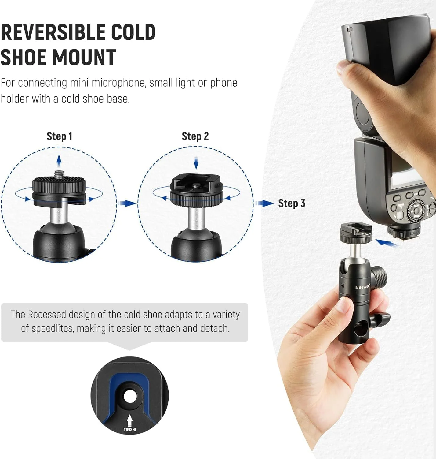 آداپتور نصب پایه نور NEEWER با کفشک سرد و سر توپی کوچک پیچ 1/4 اینچی، صفحه نصب برگشت پذیر برای مانیتور دوربین نور حلقه ای، مناسب برای پایه نور سر صاف/بازوی بوم/پایه C، حداکثر بار 10 کیلوگرم/22 پوند آداپتور نصب پایه نور NEEWER با کفشک سرد و سر توپی کوچک پیچ 1/4 اینچی، صفحه نصب برگشت پذیر برای مانیتور دوربین نور حلقه ای، مناسب برای پایه نور سر صاف/بازوی بوم/پایه C، حداکثر بار 10 کیلوگرم/22 پوند