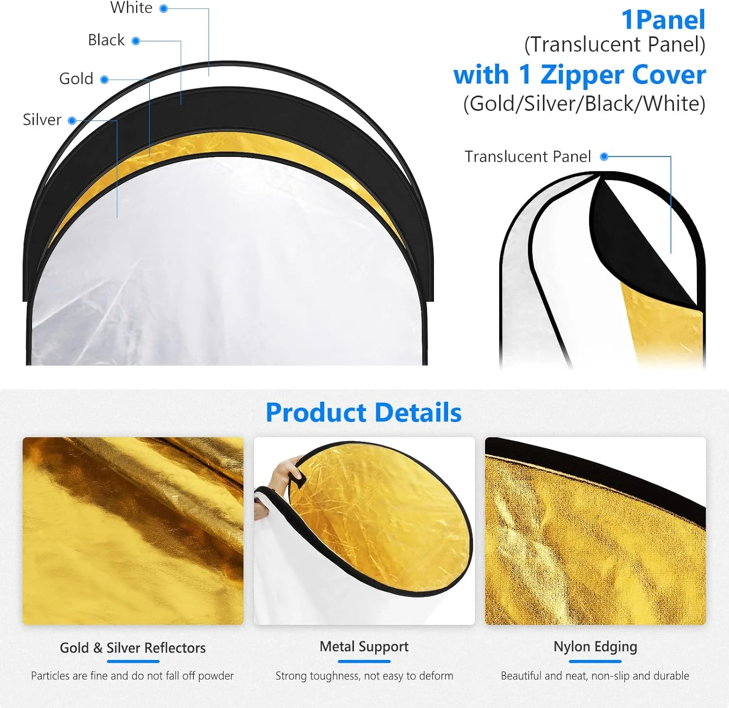 رفلکتور نورپردازی عکاسی چند منظوره 5 در 1 نیور، تاشو و قابل حمل، بیضی 60x90 سانتی متر به همراه کیف حمل برای استودیو عکاسی رفلکتور نورپردازی عکاسی چند منظوره 5 در 1 نیور، تاشو و قابل حمل، بیضی 60x90 سانتی متر به همراه کیف حمل برای استودیو عکاسی