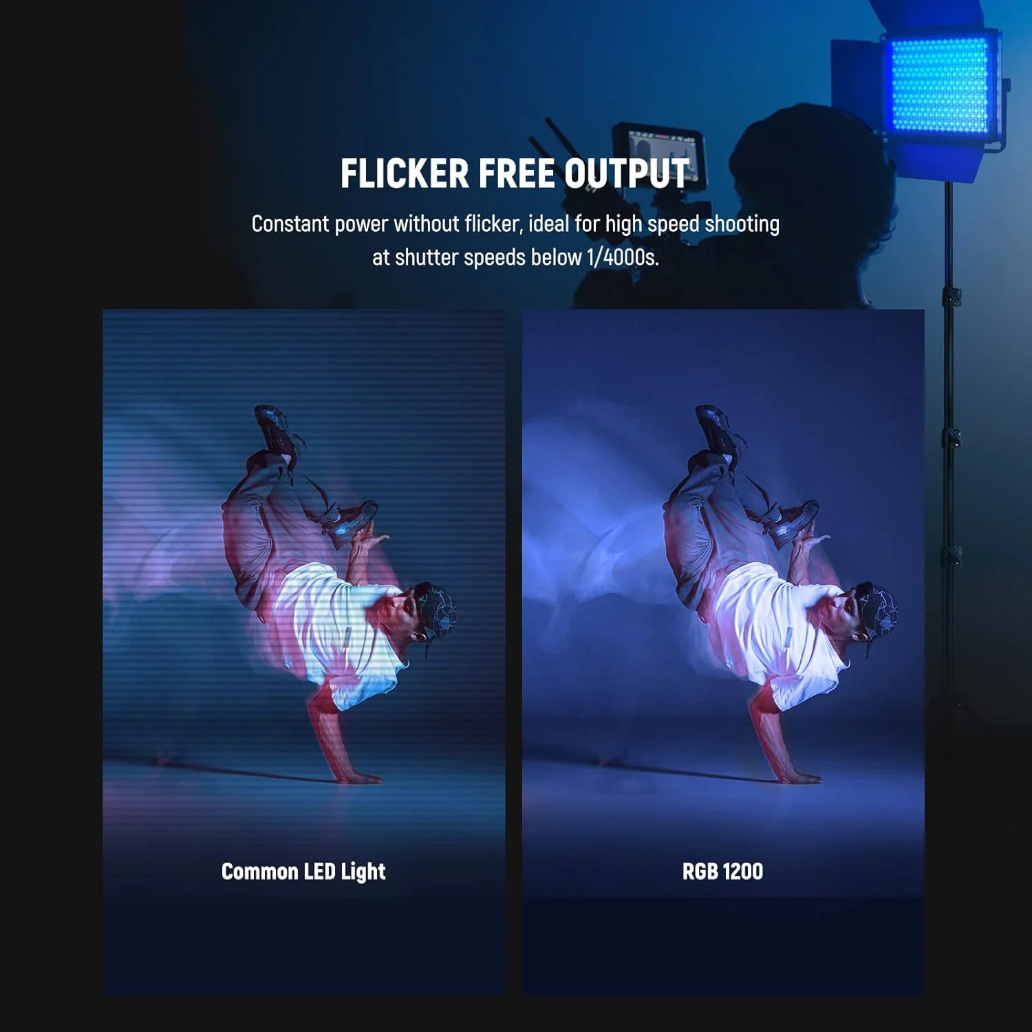 پنل نور ویدئویی ال ای دی RGB نیور RGB1200 با توان 60 وات، کنترل از طریق اپلیکیشن/2.4G، روشنایی 22000 لوکس در 0.5 متر/ حداقل کم نور شدن دقیق 1%/ نور عکس ویدئویی/360 درجه RGB/CRI97+/TLCI98+/2500K-8500K/18 افکت نور مداوم استودیویی پنل نور ویدئویی ال ای دی RGB نیور RGB1200 با توان 60 وات، کنترل از طریق اپلیکیشن/2.4G، روشنایی 22000 لوکس در 0.5 متر/ حداقل کم نور شدن دقیق 1%/ نور عکس ویدئویی/360 درجه RGB/CRI97+/TLCI98+/2500K-8500K/18 افکت نور مداوم استودیویی