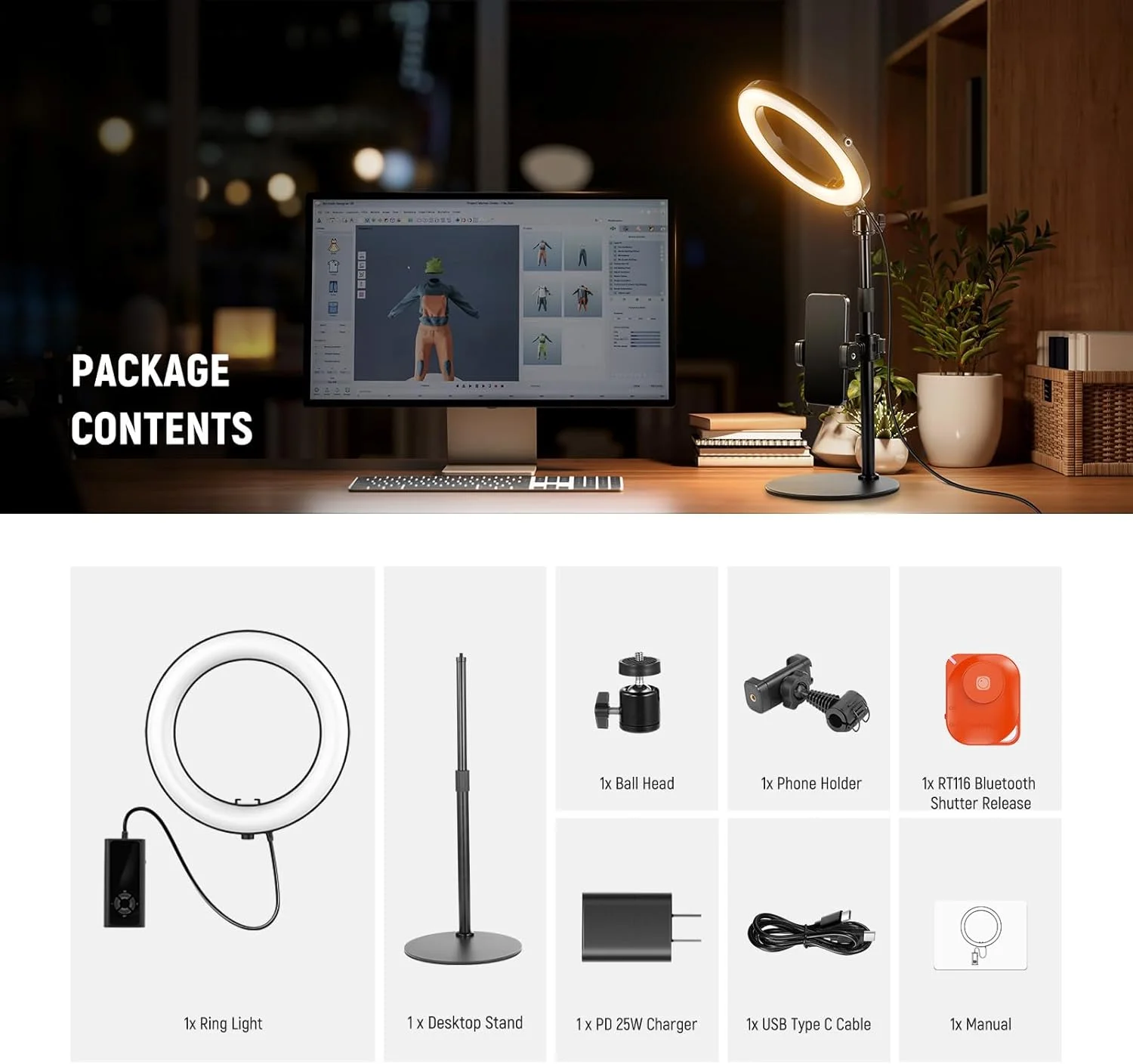 حلقه نور رومیزی 8 اینچی NEEWER با پایه، نور سلفی دایره ای با نگهدارنده تلفن برای استریمینگ آیفون، ضبط ویدیو ولاگ، کیت نورپردازی کنفرانس ویدیویی 18 واتی برای تماس زوم لپ تاپ پادکست، RH8B حلقه نور رومیزی 8 اینچی NEEWER با پایه، نور سلفی دایره ای با نگهدارنده تلفن برای استریمینگ آیفون، ضبط ویدیو ولاگ، کیت نورپردازی کنفرانس ویدیویی 18 واتی برای تماس زوم لپ تاپ پادکست، RH8B