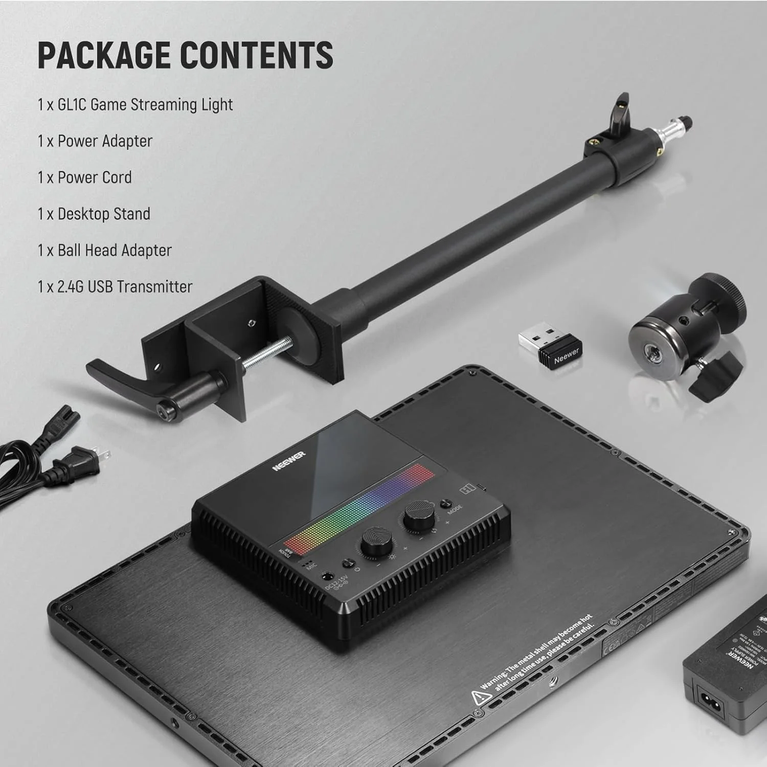 نور کلیدی RGB نیور GL1C 15.5 اینچی، پنل LED نرم 48 واتی با نور لبه ای برای استریمینگ و گیمینگ، با قابلیت کنترل از طریق 2.4G PC/Mac iOS/Android APP/WiFi/Stream Deck، نوار لمسی، 2900K-7000K، همگام سازی موسیقی، 18 صحنه نور کلیدی RGB نیور GL1C 15.5 اینچی، پنل LED نرم 48 واتی با نور لبه ای برای استریمینگ و گیمینگ، با قابلیت کنترل از طریق 2.4G PC/Mac iOS/Android APP/WiFi/Stream Deck، نوار لمسی، 2900K-7000K، همگام سازی موسیقی، 18 صحنه