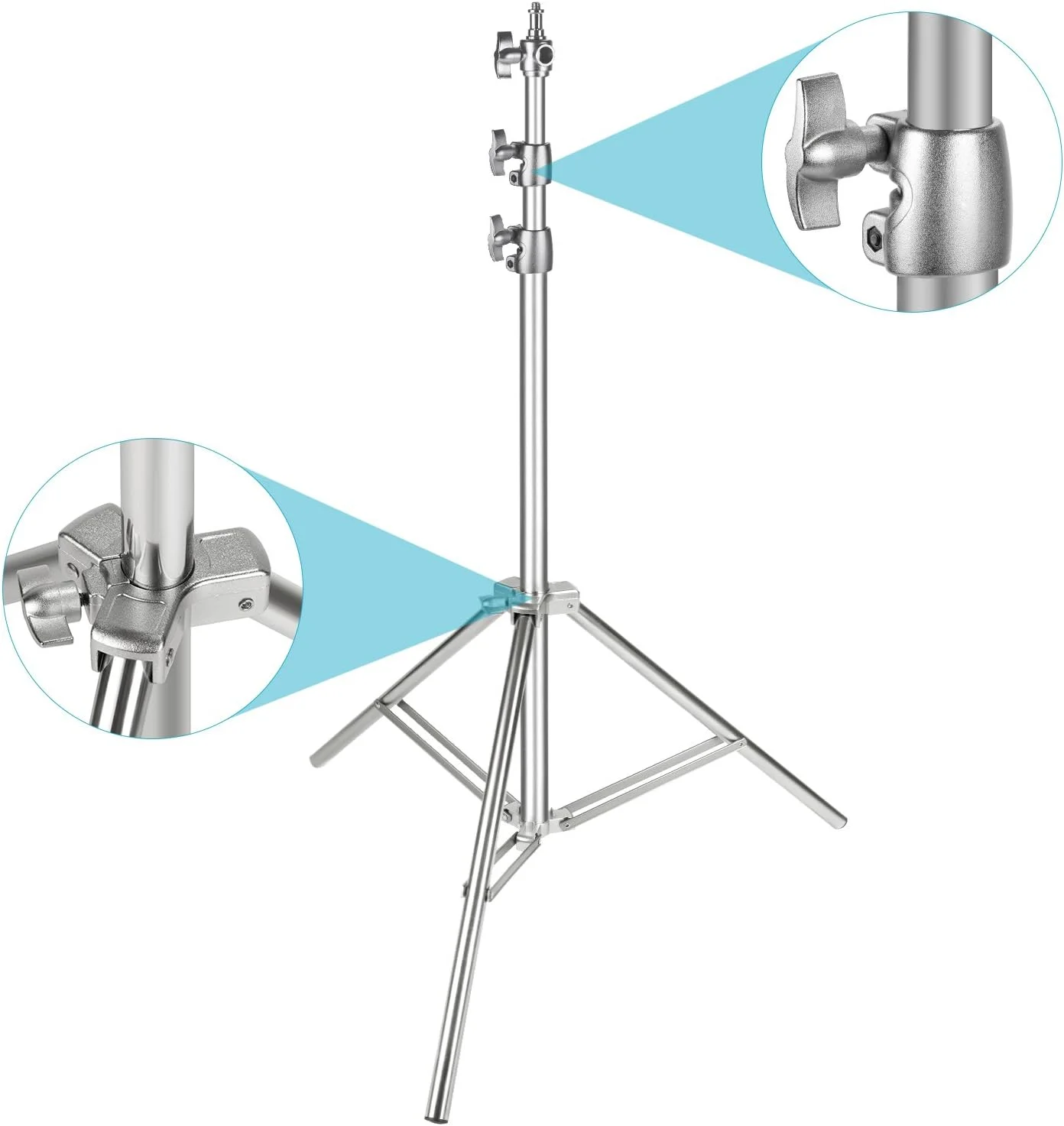 پایه نور استیل ضد زنگ نیور نقره ای، 220 سانتی متر/86.6 اینچ، پایه تاشو و قابل حمل سنگین برای سافت باکس استودیویی، مونولایت و سایر تجهیزات عکاسی (بسته 2 عددی) پایه نور استیل ضد زنگ نیور نقره ای، 220 سانتی متر/86.6 اینچ، پایه تاشو و قابل حمل سنگین برای سافت باکس استودیویی، مونولایت و سایر تجهیزات عکاسی (بسته 2 عددی)