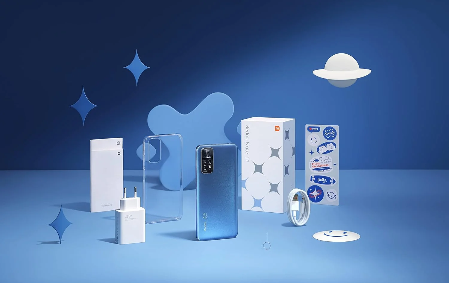 گوشی موبایل شیائومی Redmi Note 11 دو سیم کارت نسخه Xiaomi Fan Festival با 128 گیگابایت حافظه داخلی و 4 گیگابایت رم (فقط GSM | بدون CDMA) کارخانه آنلاک شده 4G/LTE (آبی گرگ و میش) - نسخه بین المللی