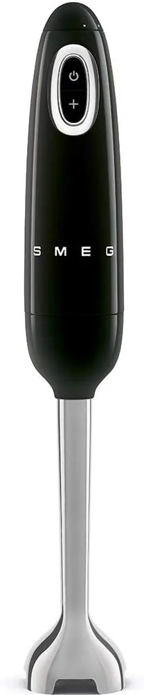 مخلوط کن دستی اسمگ مدل HBF03BLUK، طراحی رترو دهه 50، به همراه لوازم جانبی، سرعت متغیر، عملکرد توربو، مشکی، 1 سال گارانتی