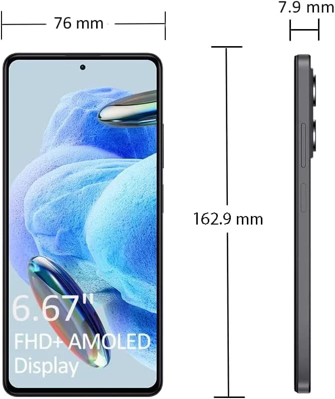 گوشی شیائومی Redmi Note 12 Pro 5G (مشکی نیمه شب، 8 گیگابایت رم، 256 گیگابایت حافظه) - سنسور دوربین بزرگ پرچمدار با OIS | صفحه نمایش AMOLED 120 هرتز زنده | MediaTek Dimensity 1080 همه کاره | شارژ توربو 67 واتی