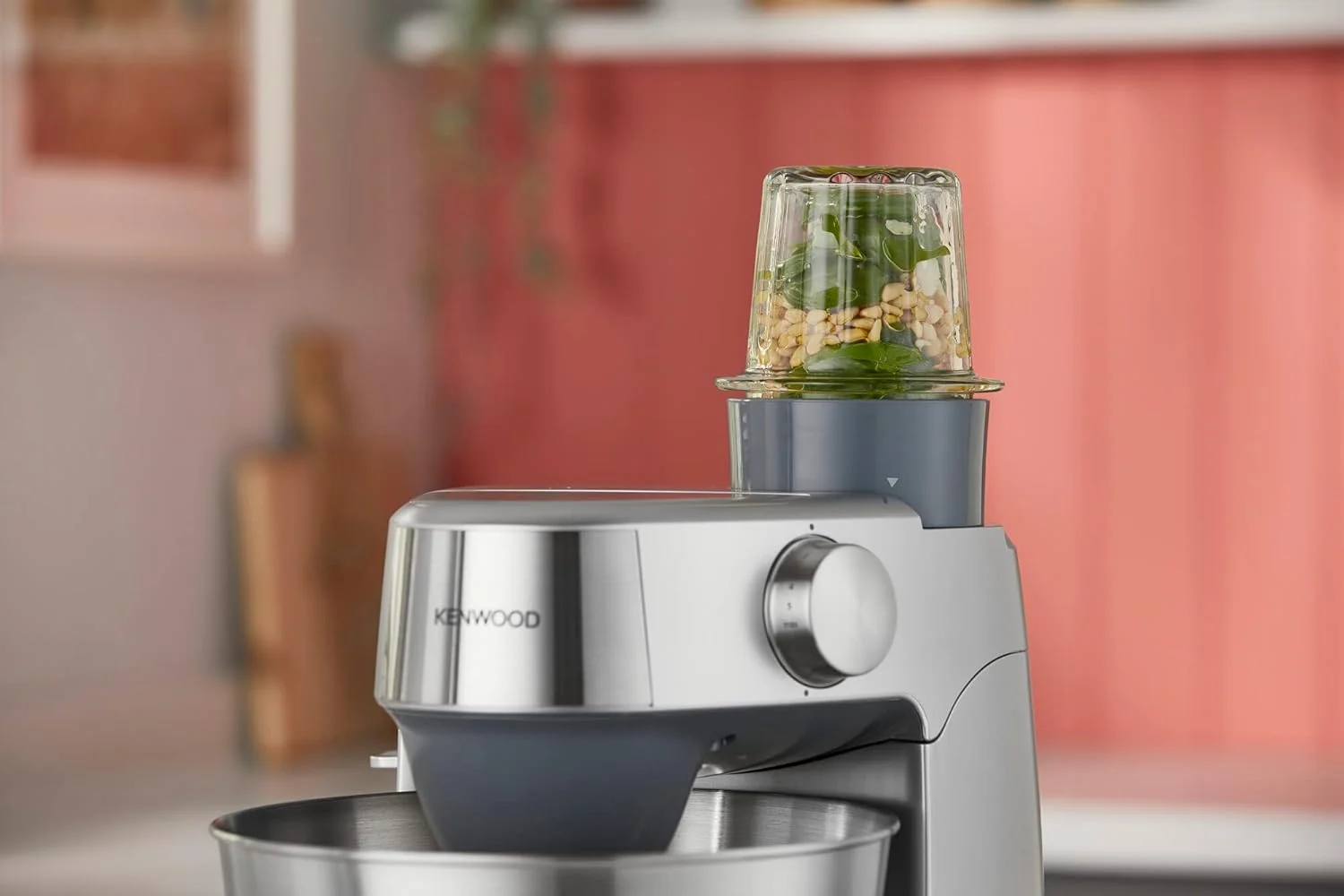 میکسر ایستاده کنوود، غذاساز، ماشین آشپزخانه PROSPERO+ 1000W با کاسه استیل ضد زنگ 4.3 لیتری، K-Beater، همزن، خمیرزن، مخلوط کن شیشه ای، چرخ گوشت، غذاساز، آبمیوه گیری، آسیاب چند منظوره KHC29.W0SI نقره ای