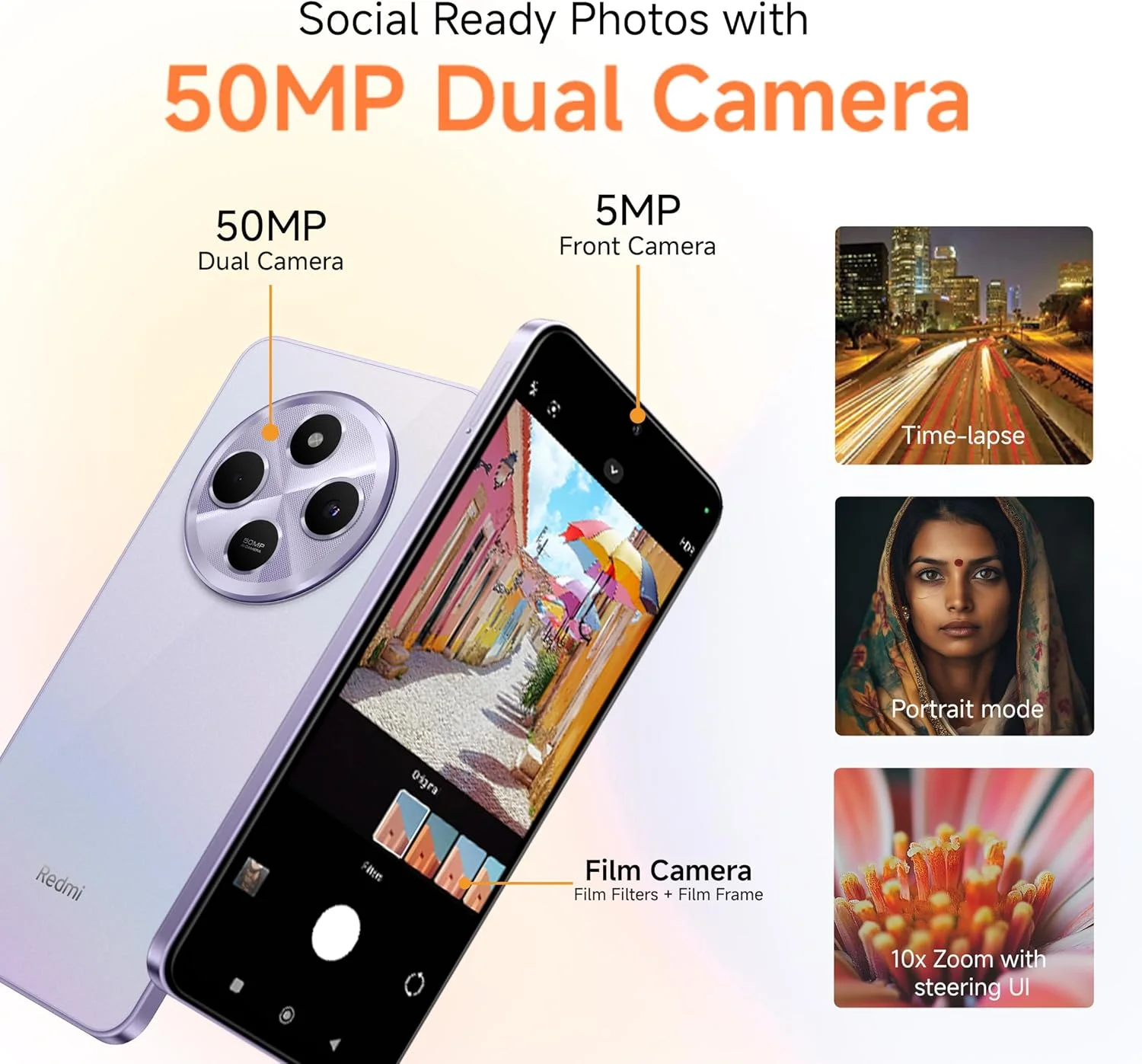 Redmi A4 5G (بنفش درخشان، 4 گیگابایت رم، 128 گیگابایت حافظه) | عرضه جهانی SD 4s Gen 2 | بزرگترین صفحه نمایش 6.88 اینچی 120 هرتز | دوربین دوگانه 50 مگاپیکسلی | شارژ سریع 18 واتی