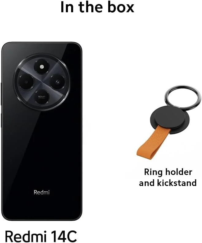 گوشی موبایل شیائومی Redmi 14C با حافظه 128 گیگابایت و رم 4 گیگابایت، رنگ مشکی، گوشی هوشمند اندروید، 2.0 گیگاهرتز، صفحه نمایش 6.9 اینچ، دوربین دوگانه 50 مگاپیکسلی AI، باتری 5160 میلی آمپر ساعتی، شارژ سریع 18 واتی (نسخه انگلستان + 2 سال گارانتی)