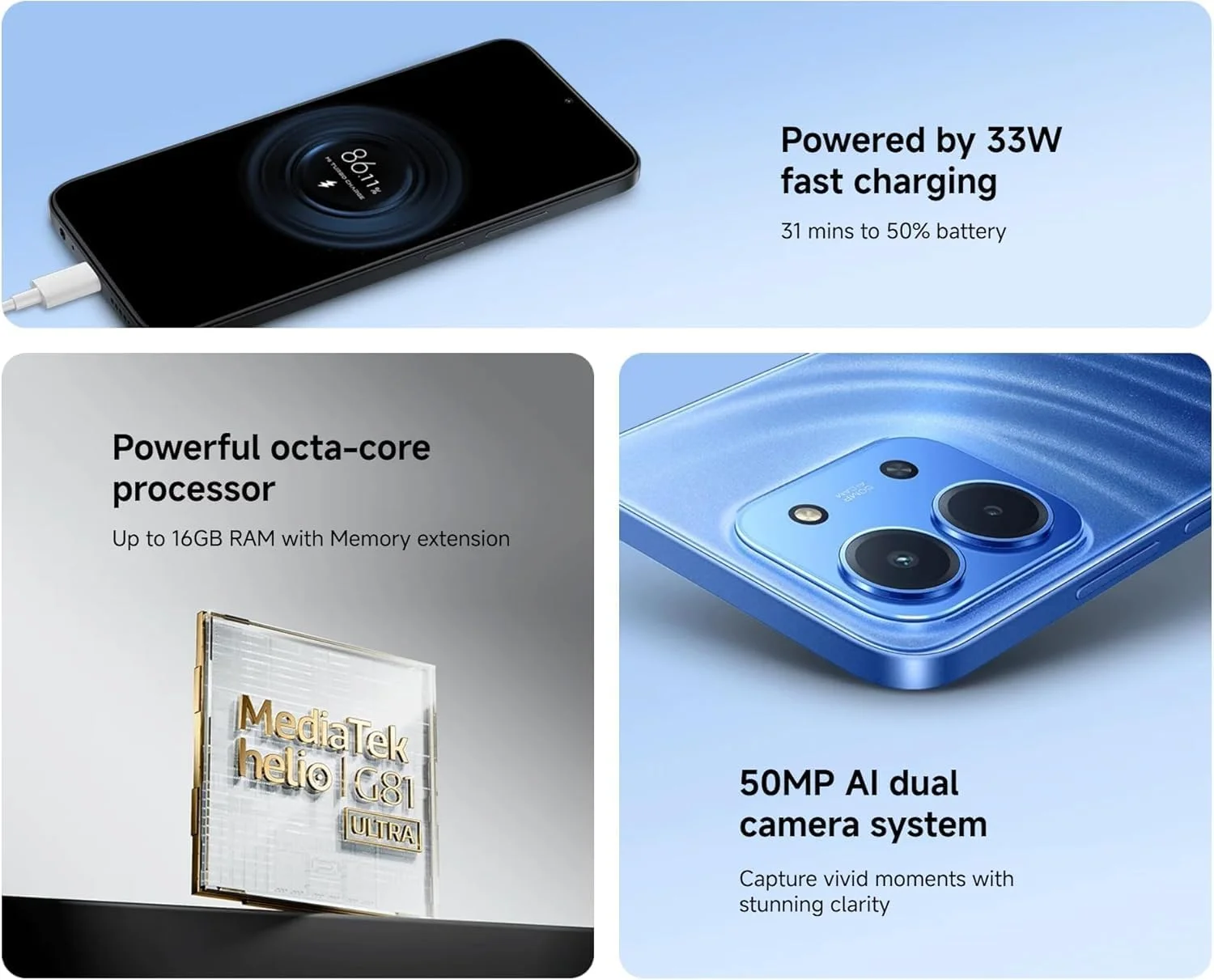 گوشی موبایل شیائومی Redmi 15C 4G آبی مهتابی 8 گیگابایت + 256 گیگابایت، باتری عظیم 6000 میلی آمپر ساعت، نمایشگر 6.9 اینچی 120 هرتز، طراحی شیک، دوربین دوگانه 50 مگاپیکسلی هوش مصنوعی، شارژ سریع 33 واتی