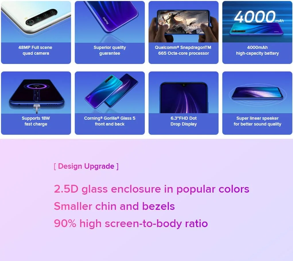 گوشی موبایل شیائومی Redmi Note 8، 6.3 اینچ، دو سیم کارت، 64 گیگابایت، 4 گیگابایت رم، آبی نپتون