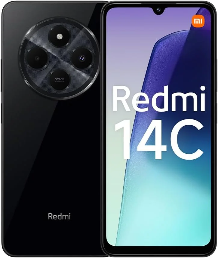 گوشی موبایل شیائومی Redmi 14C با حافظه 128 گیگابایت و رم 4 گیگابایت، رنگ مشکی، اندروید، پردازنده 2.0 گیگاهرتز، صفحه نمایش 6.9 اینچ، دوربین دوگانه 50 مگاپیکسلی AI، باتری 5160 میلی آمپر ساعت، شارژ سریع 18 واتی (نسخه انگلستان + 2 سال گارانتی)