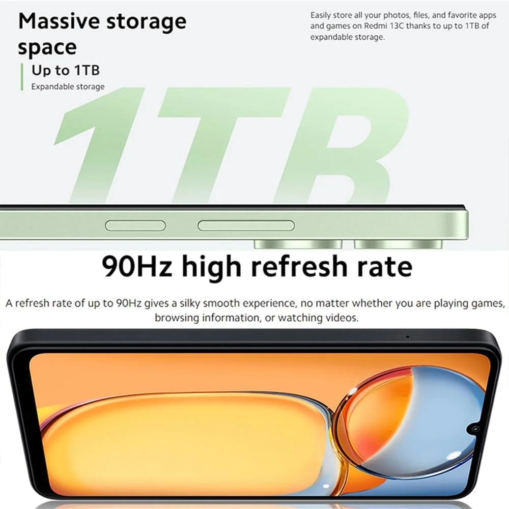 شیائومی Redmi 13C (8 گیگابایت رم + 256 گیگابایت رام) 168 X 78 X 8.1 میلی متر مشکی نیمه شب