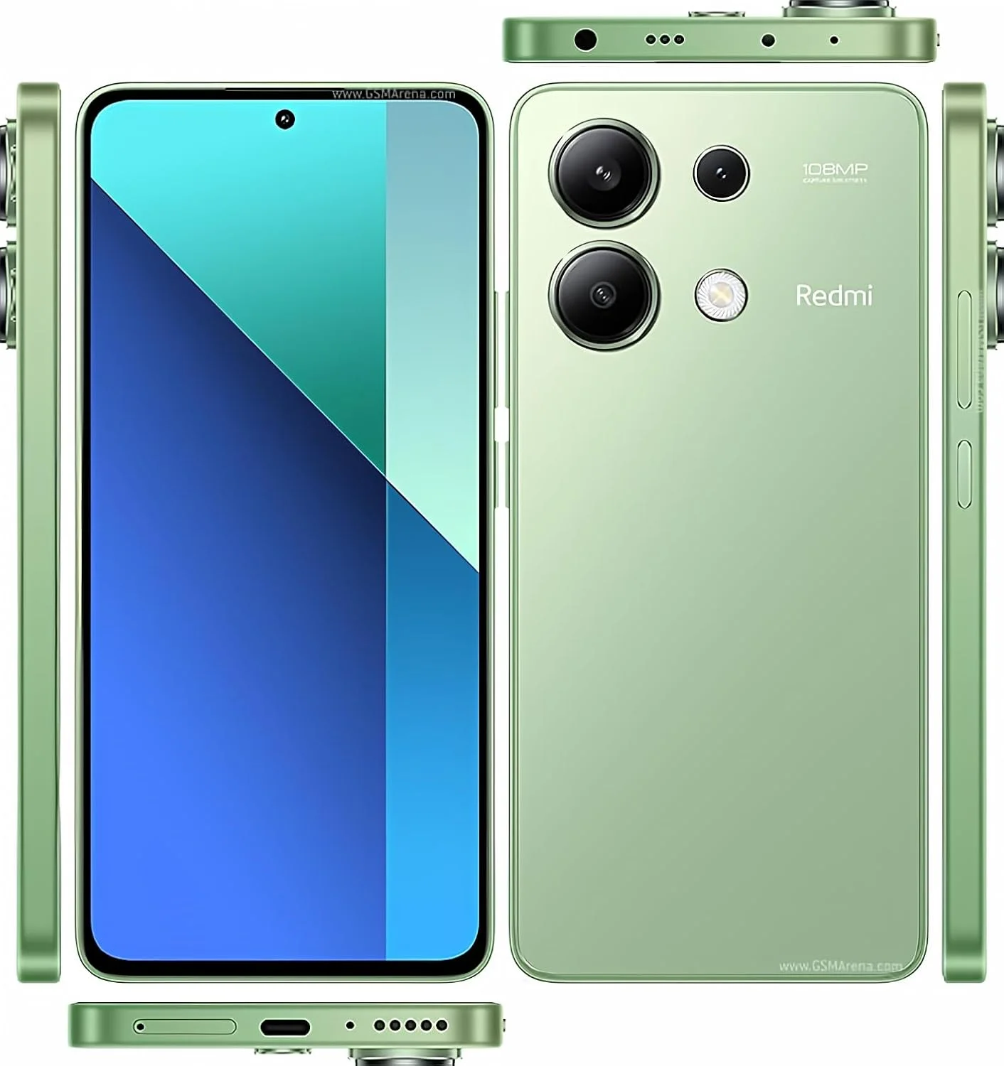 شیائومی Redmi Note 13 4G LTE (برای Tmobile Mint Tello Global) (256 گیگابایت + 8 گیگابایت) 6.67 اینچ 108 مگاپیکسل سه گانه باندهای جهانی آنلاک شده (سبز نعنایی)