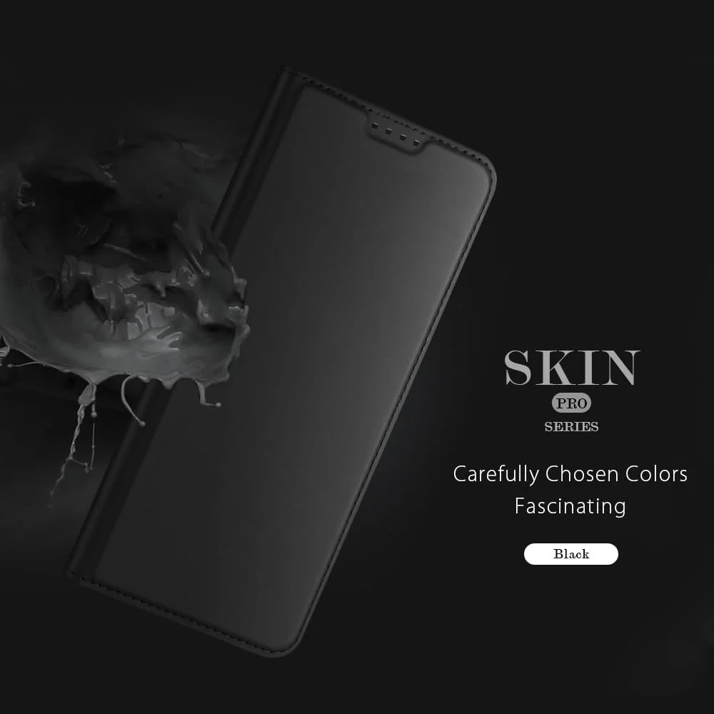 کیف چرمی سری Skin Pro DUX DUCIS برای گوشی شیائومی Redmi Note 14 Pro 5G - کیف پول چرمی باریک با جای کارت، قفل مغناطیسی، عملکرد استند و محافظت ضد ضربه - آبی