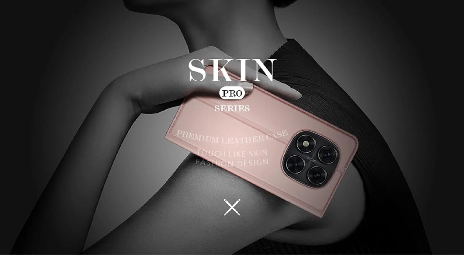 کیف چرمی سری Skin Pro DUX DUCIS برای گوشی شیائومی Redmi Note 14 Pro 5G - کیف پول چرمی باریک با جای کارت، قفل مغناطیسی، عملکرد استند و محافظت ضد ضربه - آبی